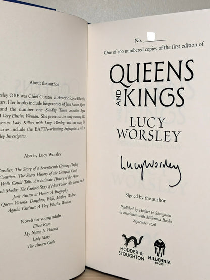 Queens and Kings by Lucy Worsley (Signed Numbered First Edition with sprayed edges) - Fialta Books