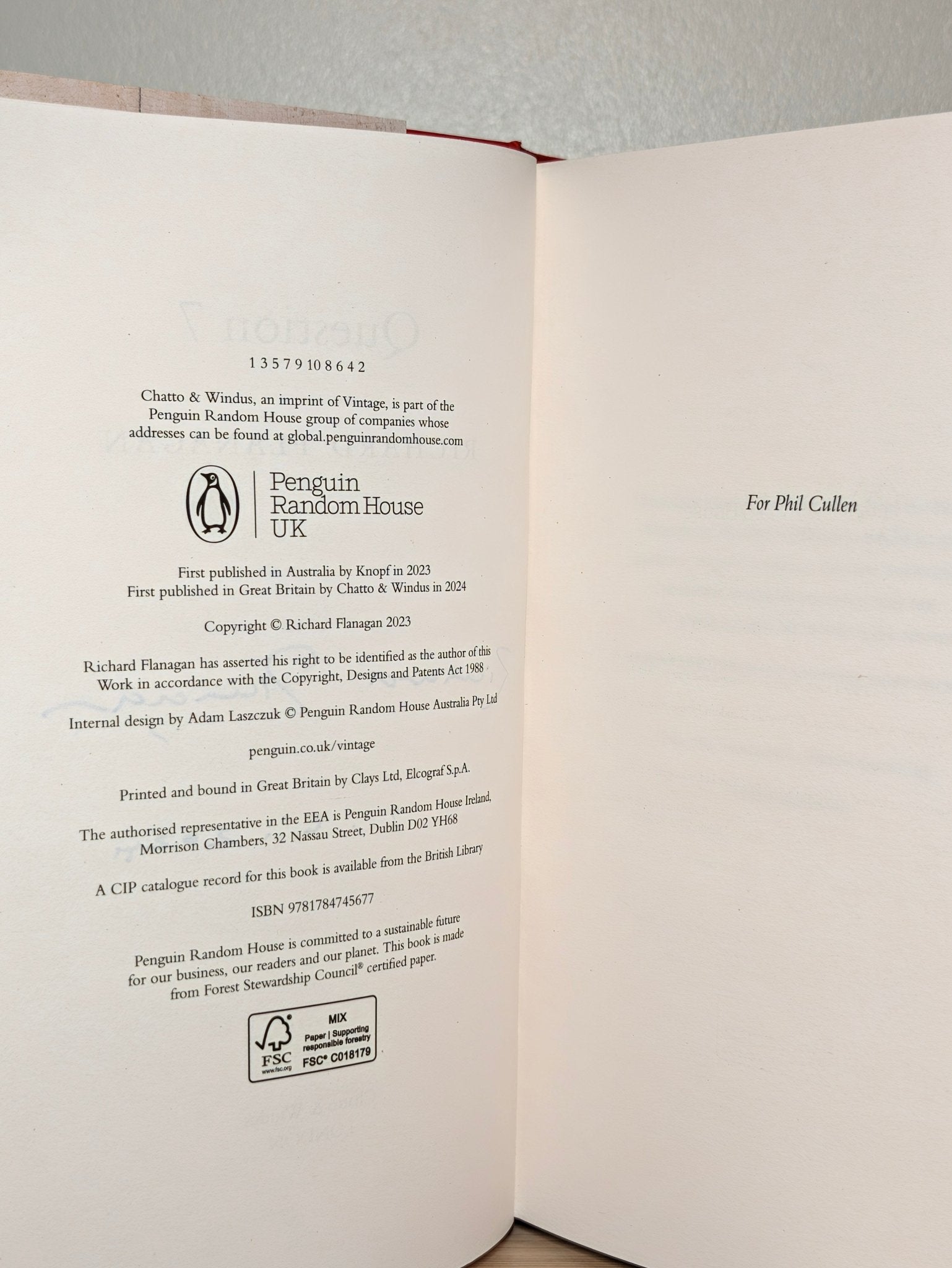 Question 7 by Richard Flanagan (Signed Dated First Edition) - Fialta Books