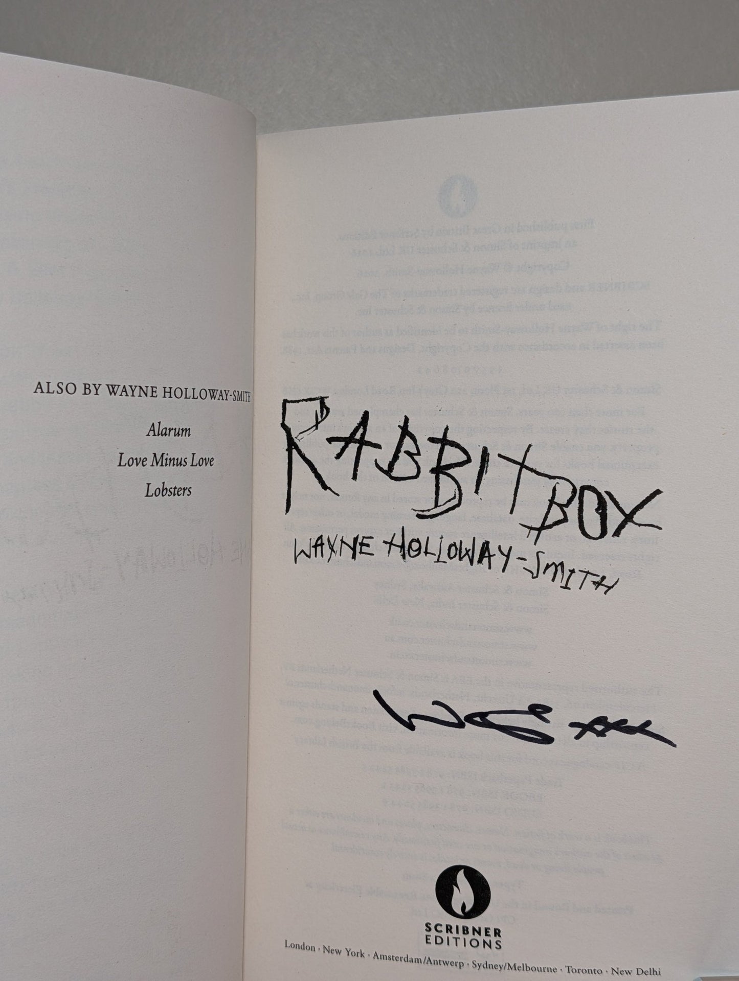 RABBITBOX by Wayne Holloway - Smith (Signed First Edition) - Fialta Books