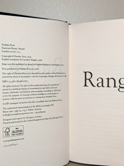 Range by Dorthe Nors (Signed First Edition) - Fialta Books
