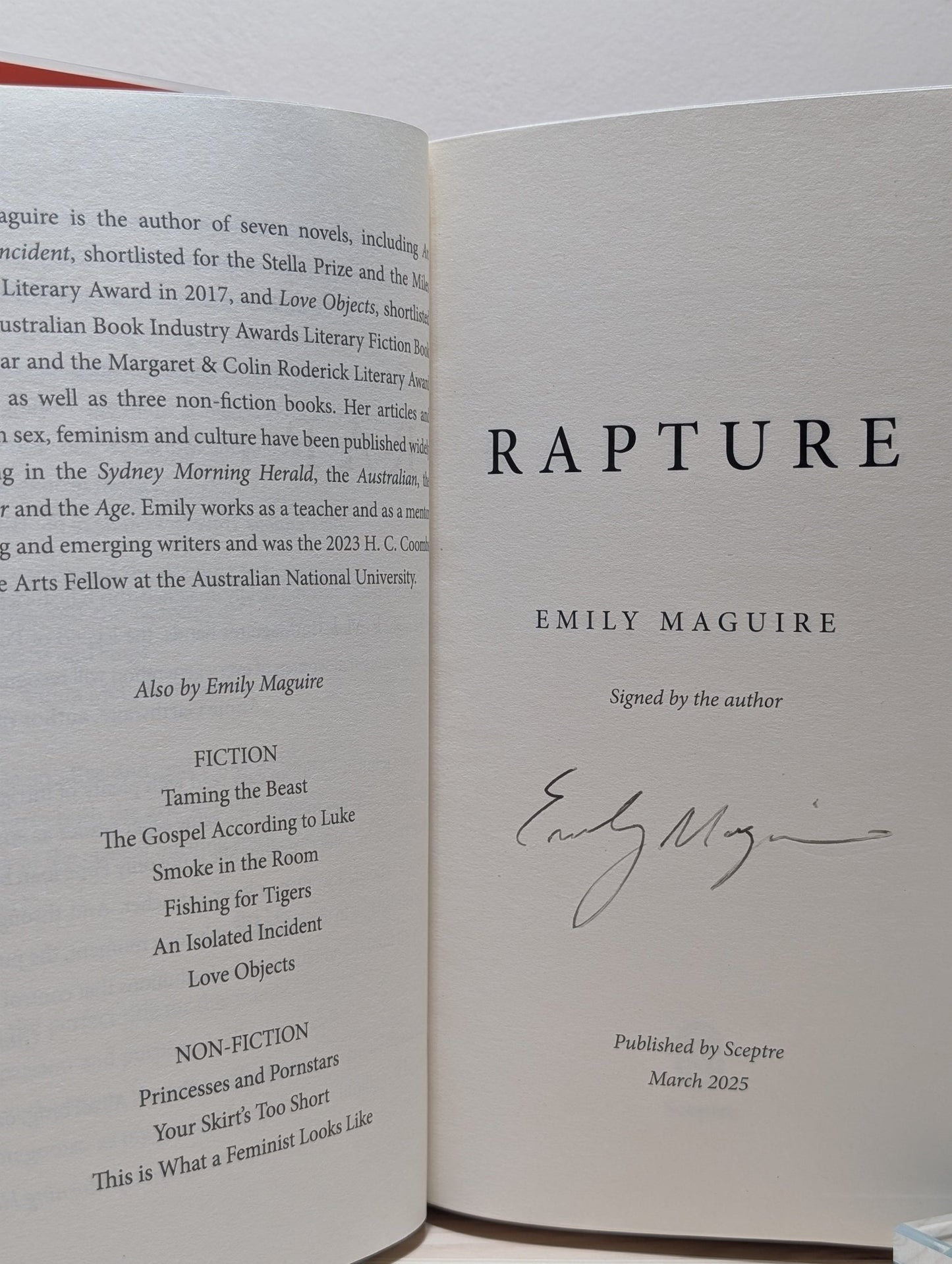Rapture by Emily Maguire (Signed First Edition) - Fialta Books