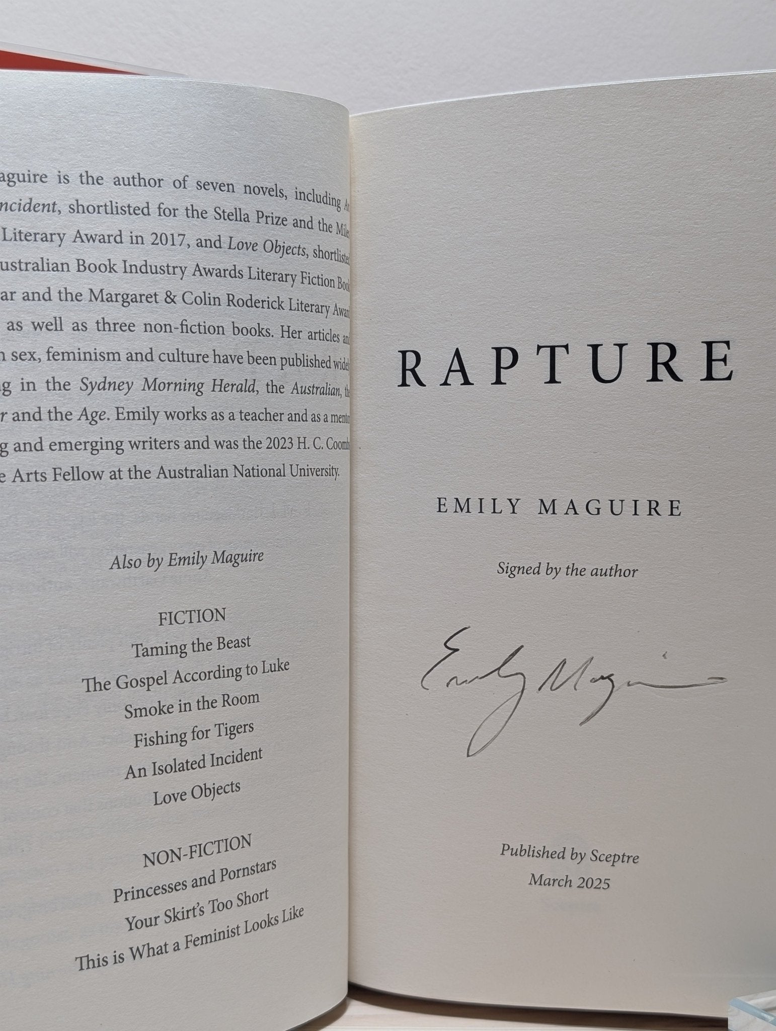 Rapture by Emily Maguire (Signed First Edition) - Fialta Books