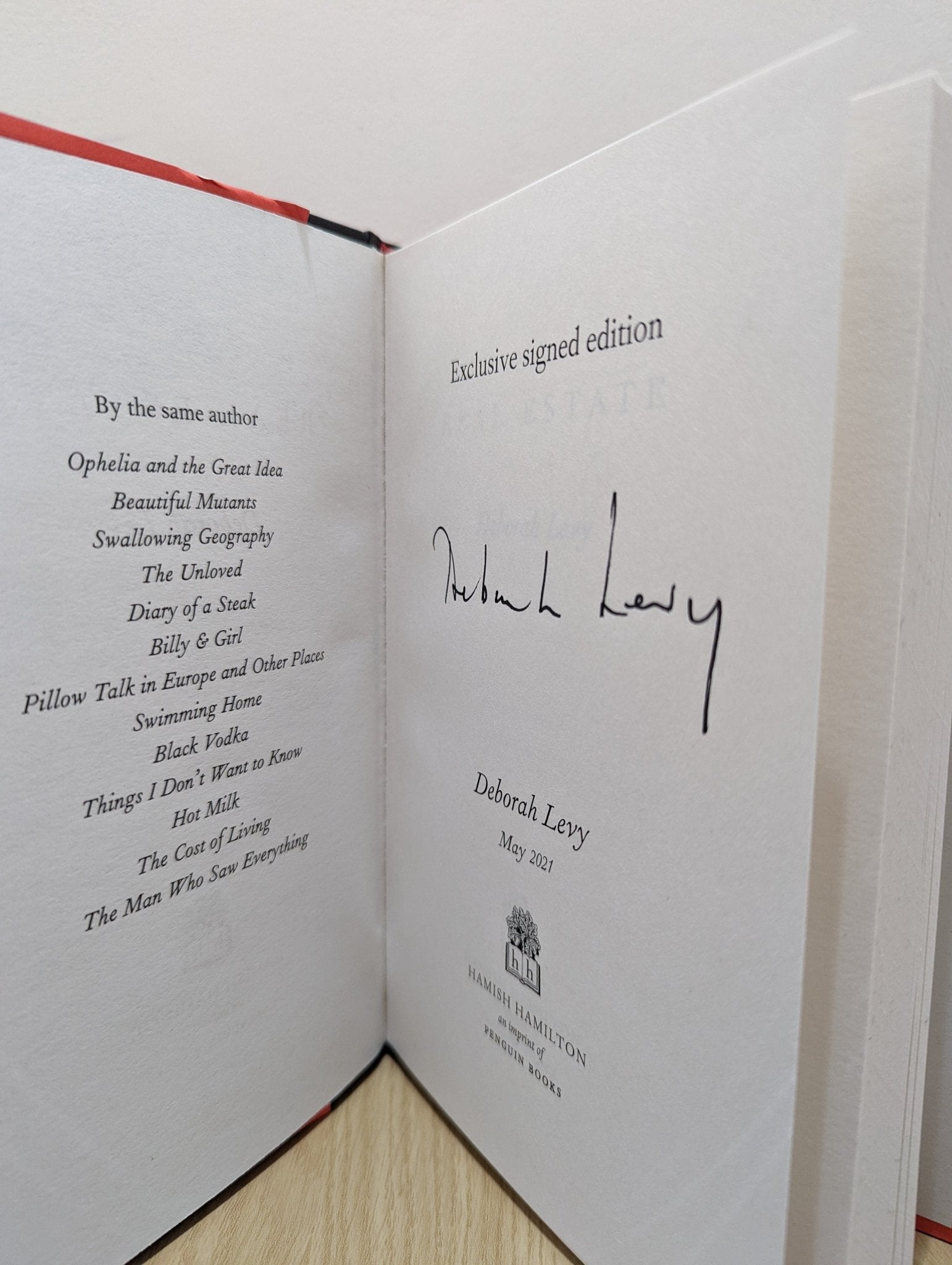 Real Estate by Deborah Levy (Signed First Edition) - Fialta Books