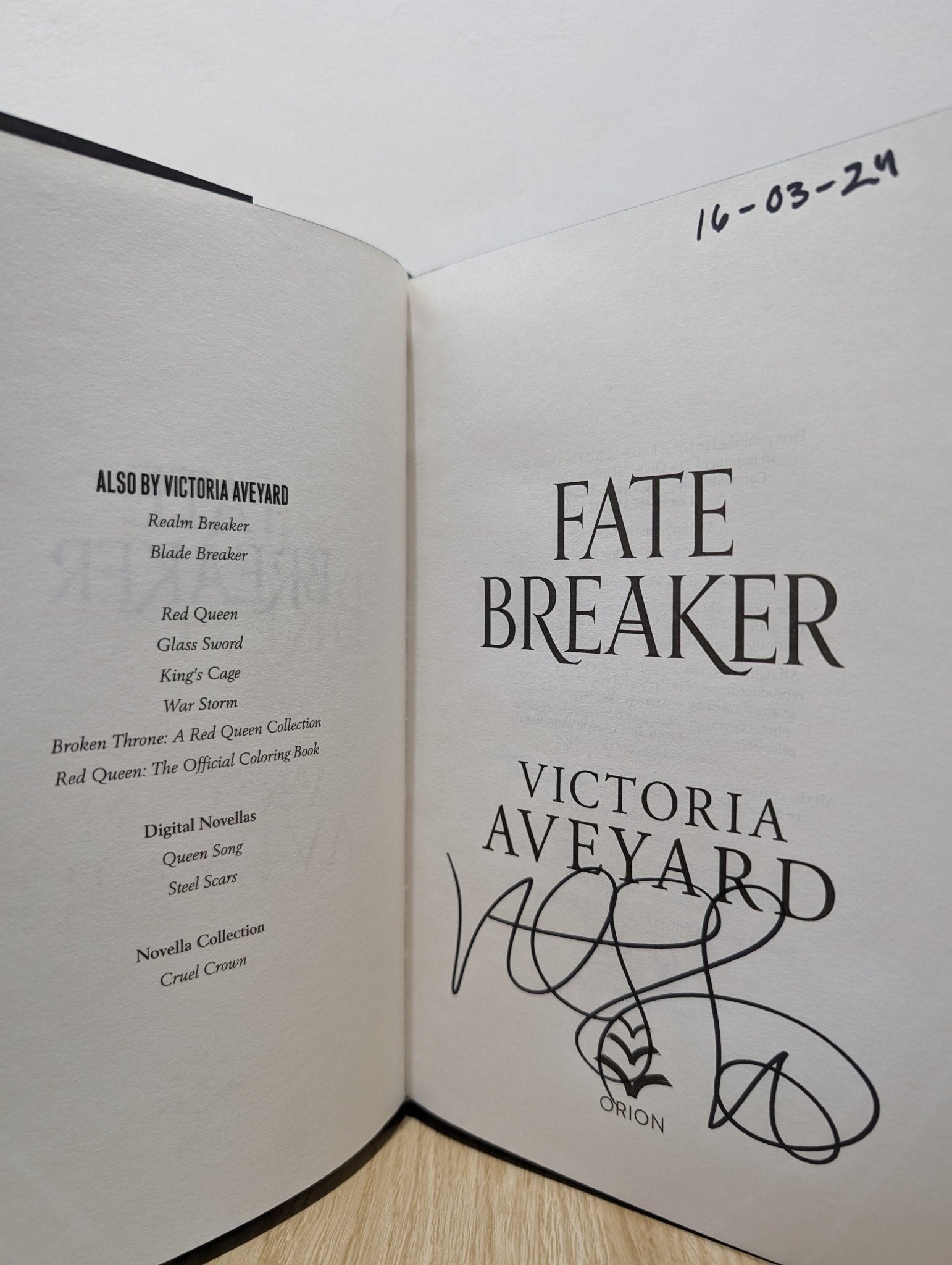 Realm Breaker; Blade Breaker; Fate Breaker by Victoria Aveyard (Signed First Edition Set) - Fialta Books