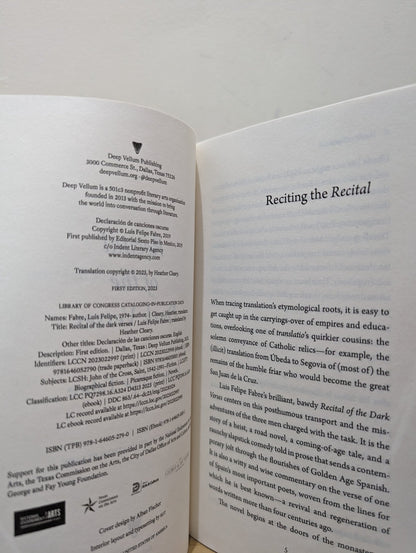 Recital of the Dark Verses by Luis Felipe Fabre (First Edition) - Fialta Books