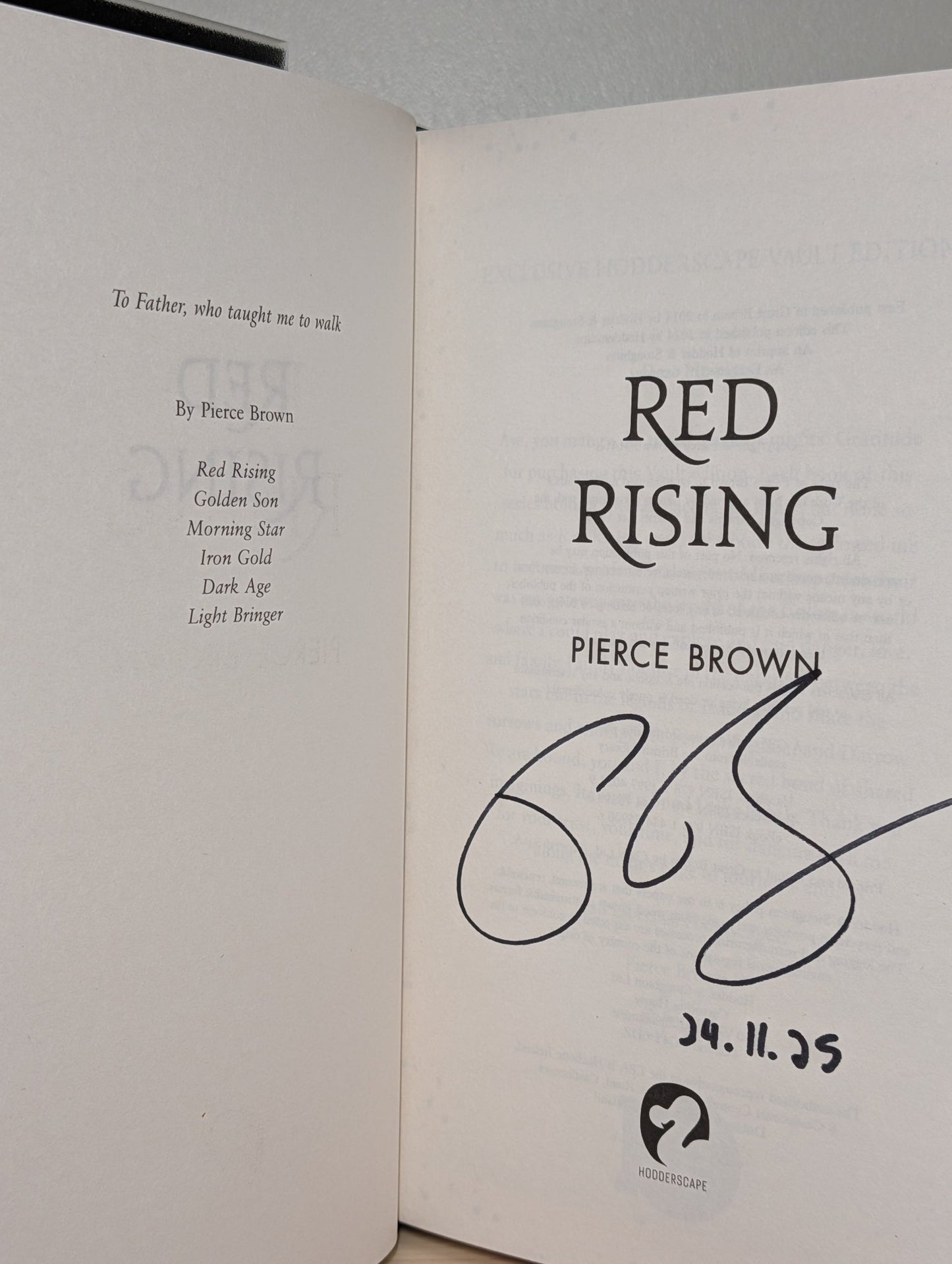 Red Rising by Pierce Brown (Signed Dated Edition) - Fialta Books