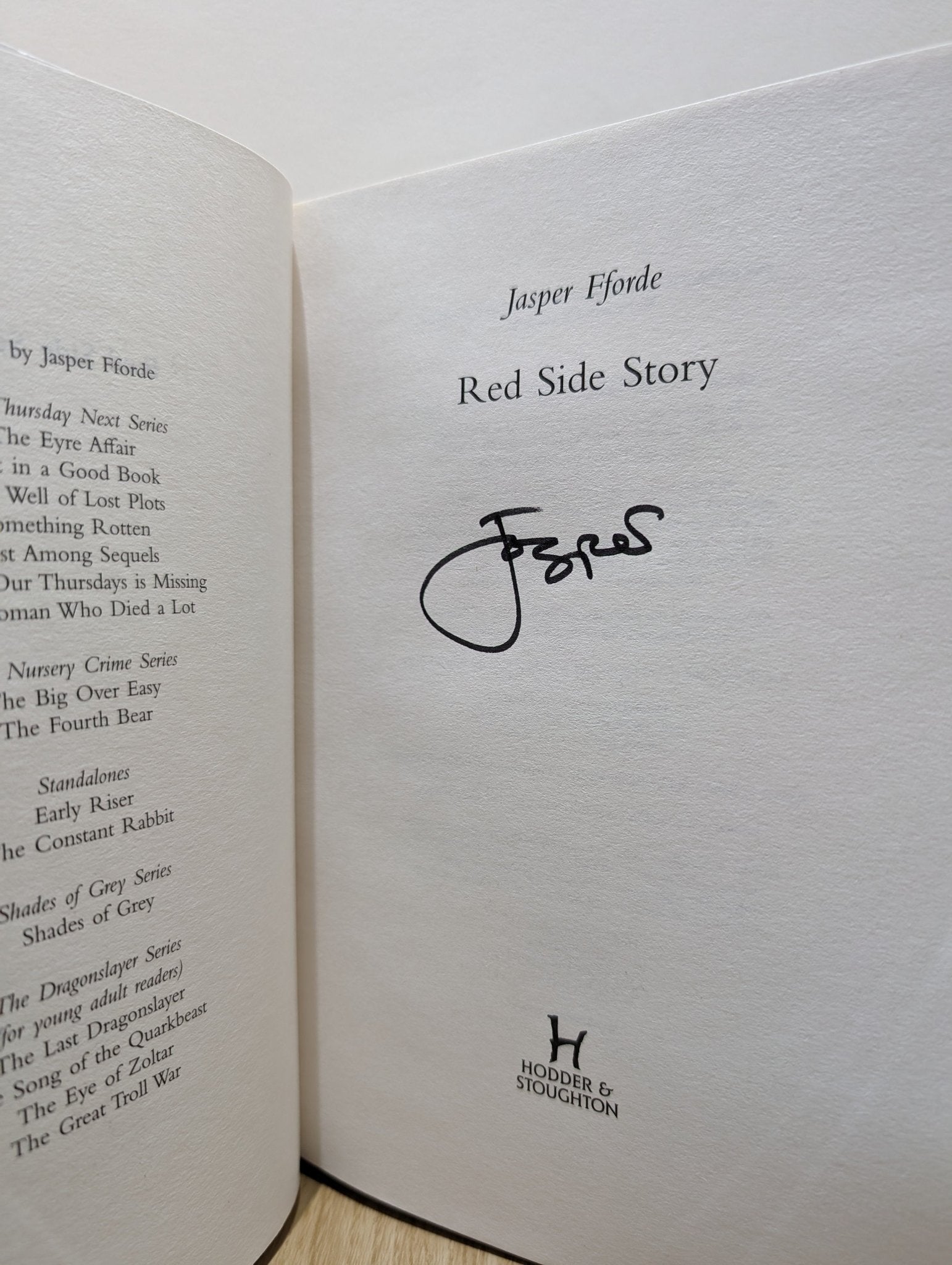 Red Side Story by Jasper Fforde (Signed First Edition) - Fialta Books