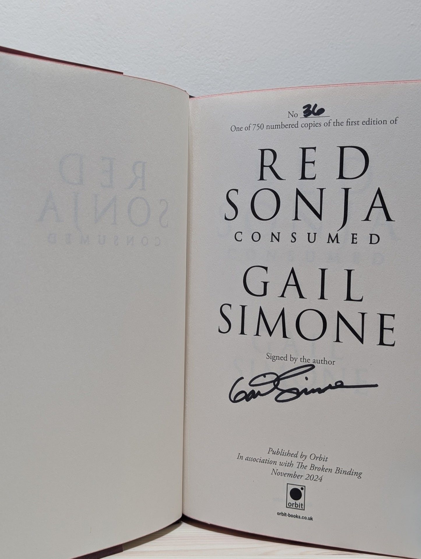 Red Sonja: Consumed by Gail Simone (Signed Numbered First Edition with sprayed edges) - Fialta Books