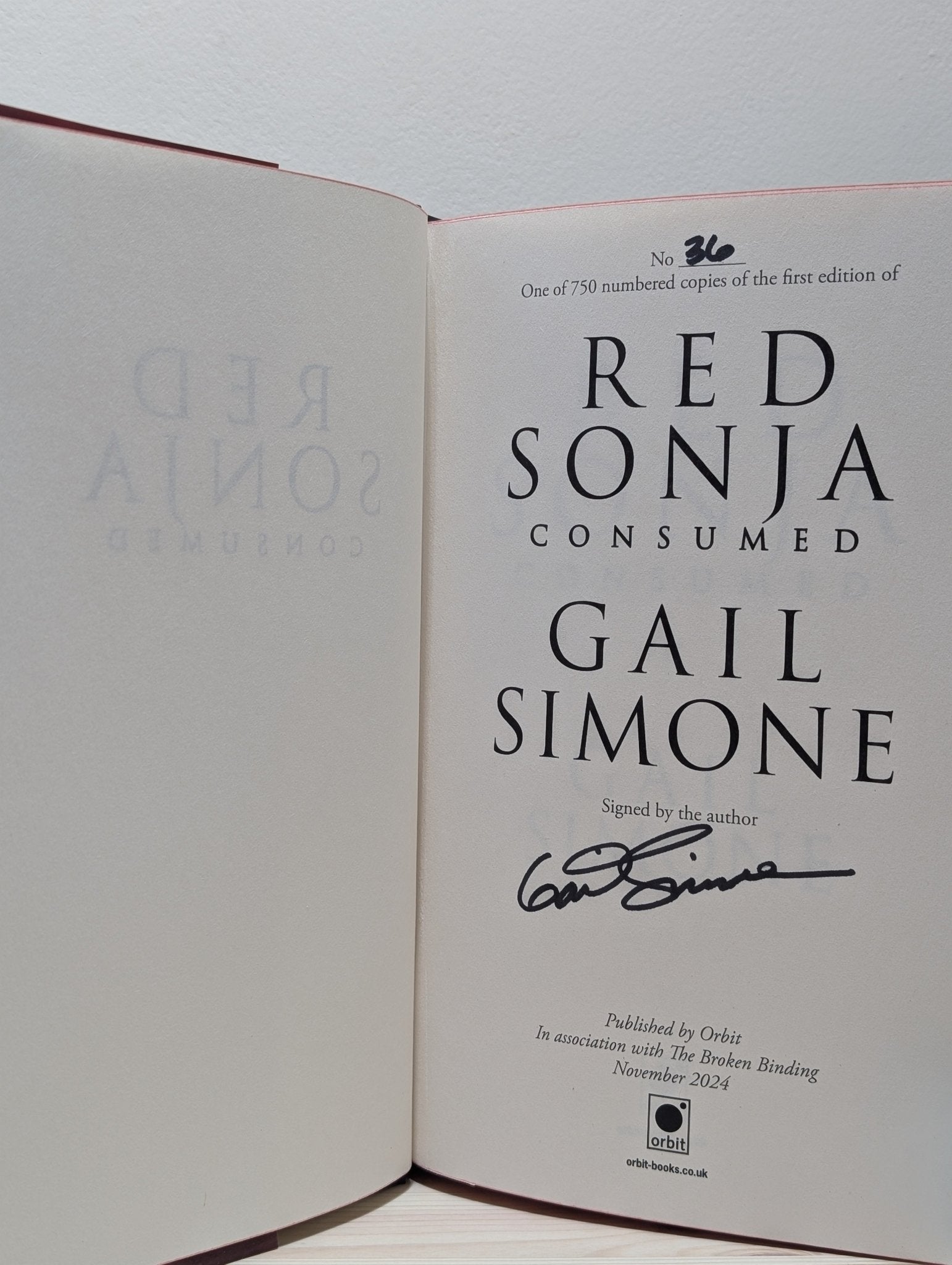 Red Sonja: Consumed by Gail Simone (Signed Numbered First Edition with sprayed edges) - Fialta Books