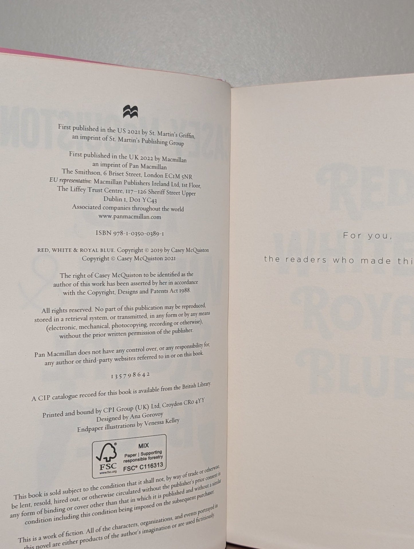 Red, White & Royal Blue by Casey McQuiston (Signed Collector's Edition with sprayed edges) - Fialta Books