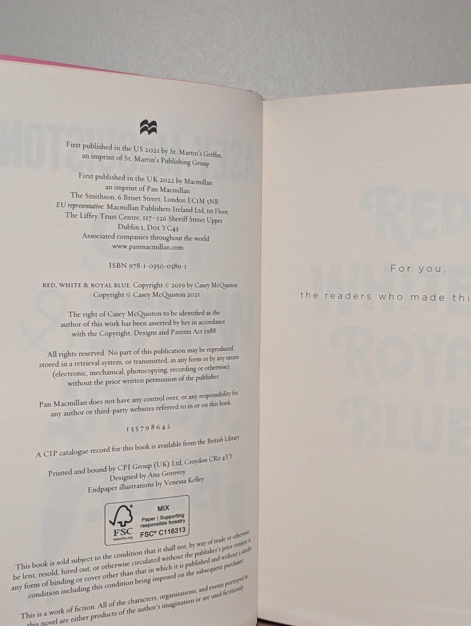 Red, White & Royal Blue by Casey McQuiston (Signed Collector's Edition with sprayed edges) - Fialta Books