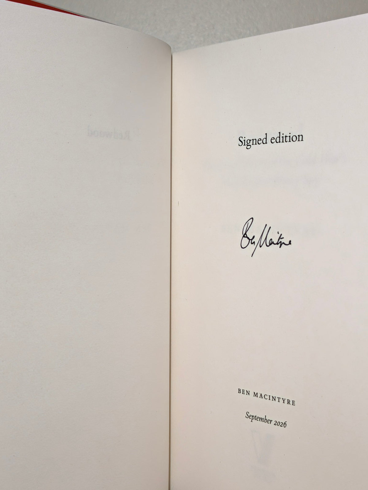 Redwood by Ben Macintyre (Signed First Edition) - Fialta Books