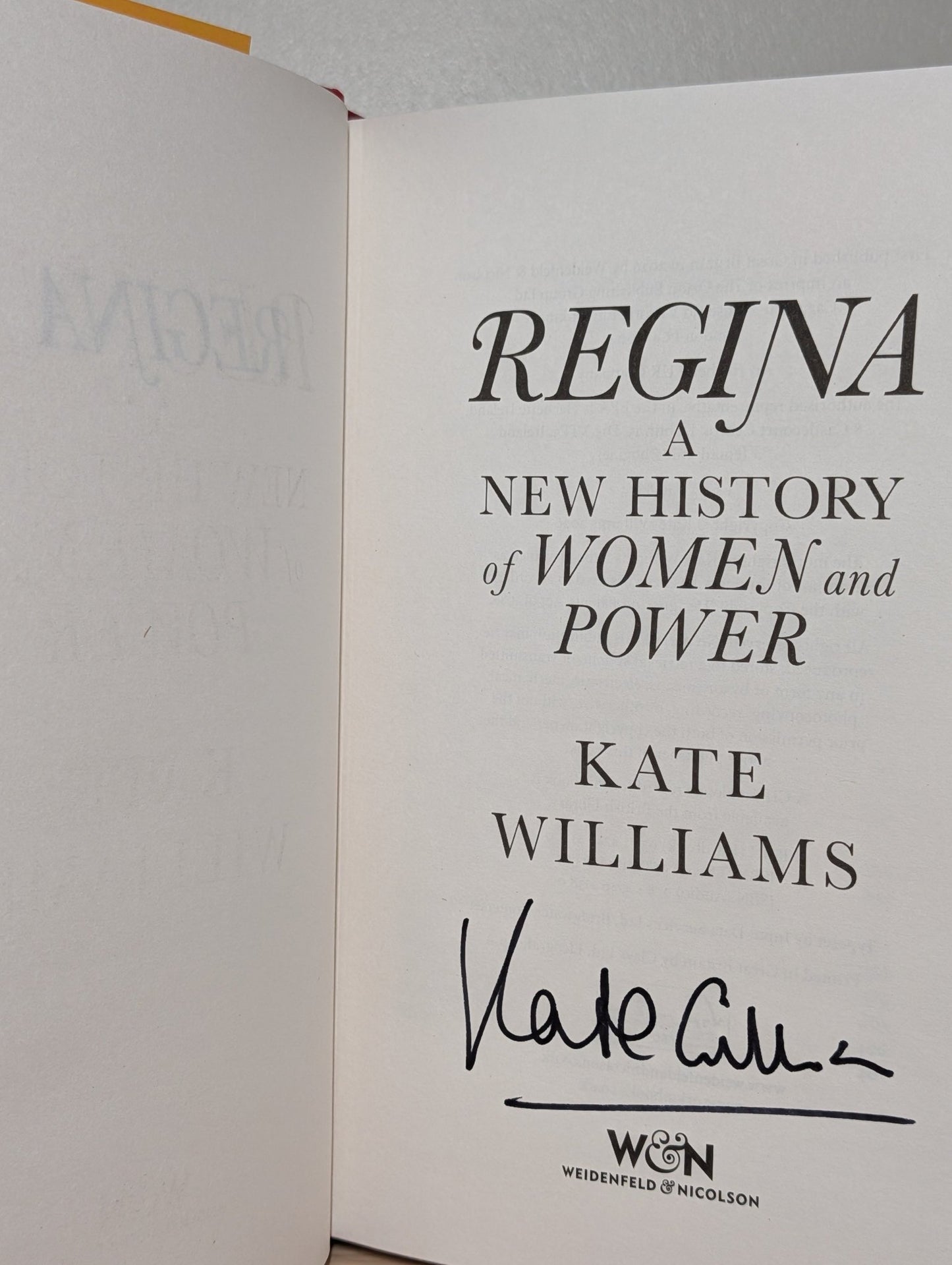 Regina by Kate Williams (Signed First Edition) - Fialta Books