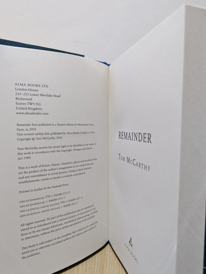 Remainder by Tom McCarthy (First Edition) - Fialta Books