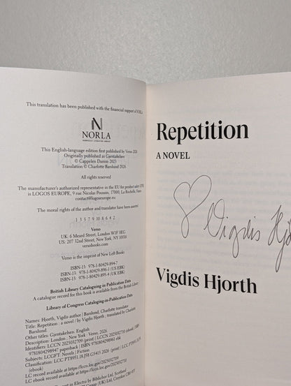 Repetition: A Novel by Vigdis Hjorth (Signed First Edition) - Fialta Books