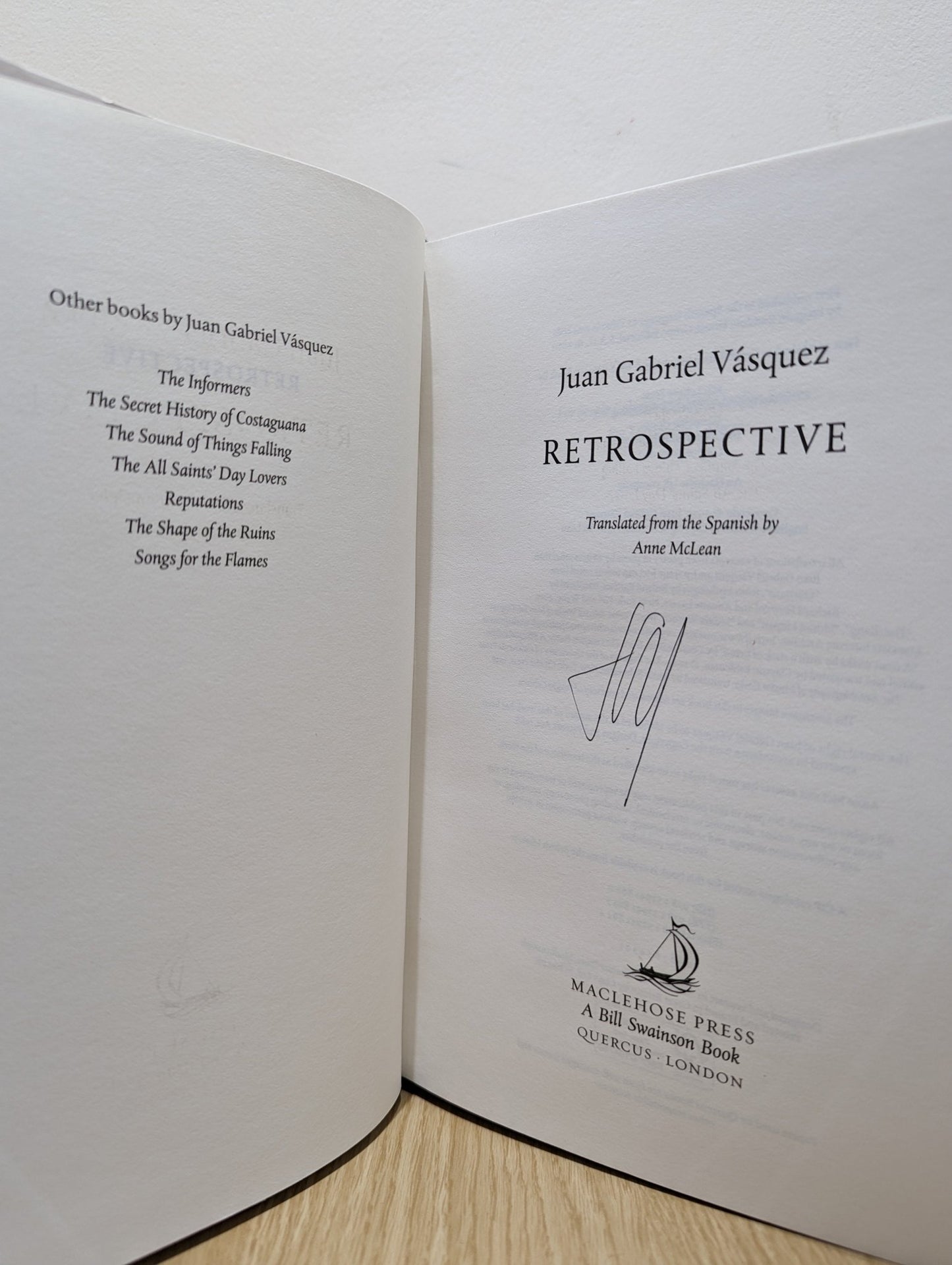 Retrospective by Juan Gabriel Vásquez (Signed First Edition) - Fialta Books