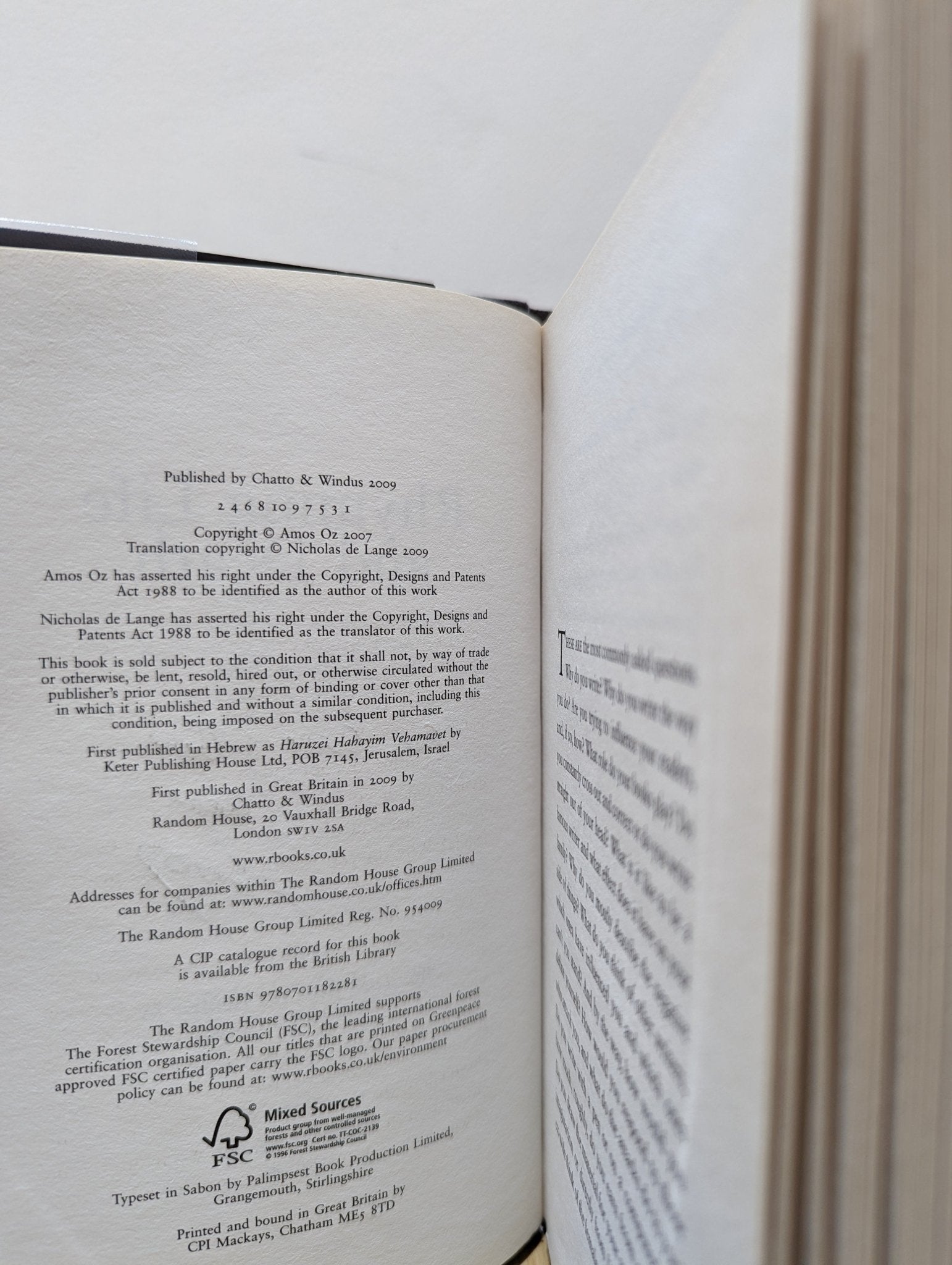 Rhyming Life and Death by Amos Oz (Signed First Edition) - Fialta Books