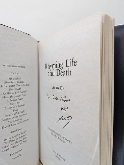 Rhyming Life and Death by Amos Oz (Signed First Edition) - Fialta Books