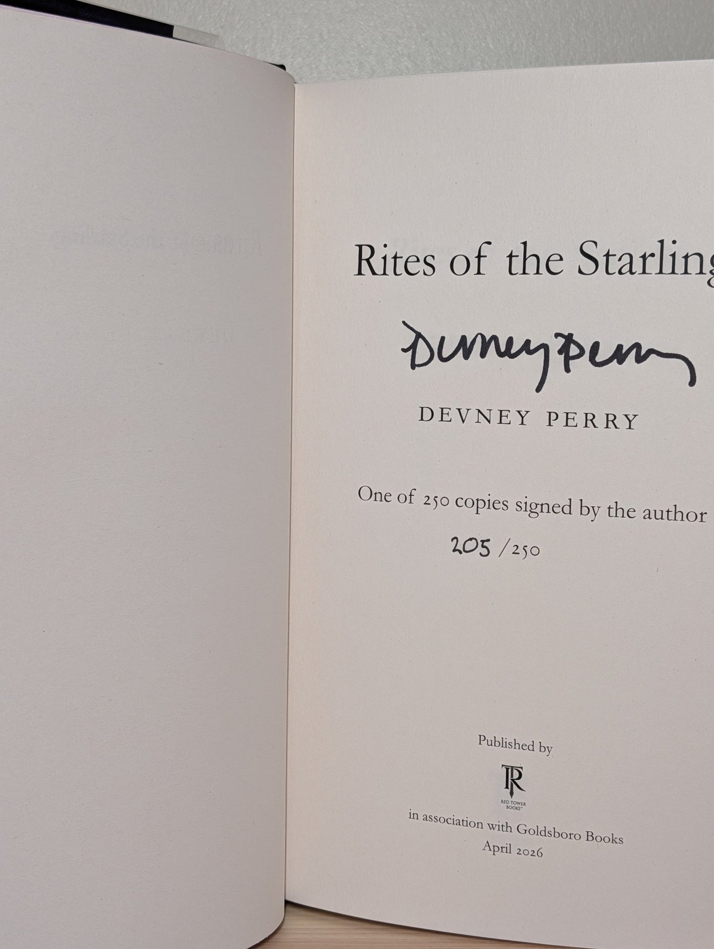 Rites of the Starling by Devney Perry (Signed Numbered First Edition) - Fialta Books