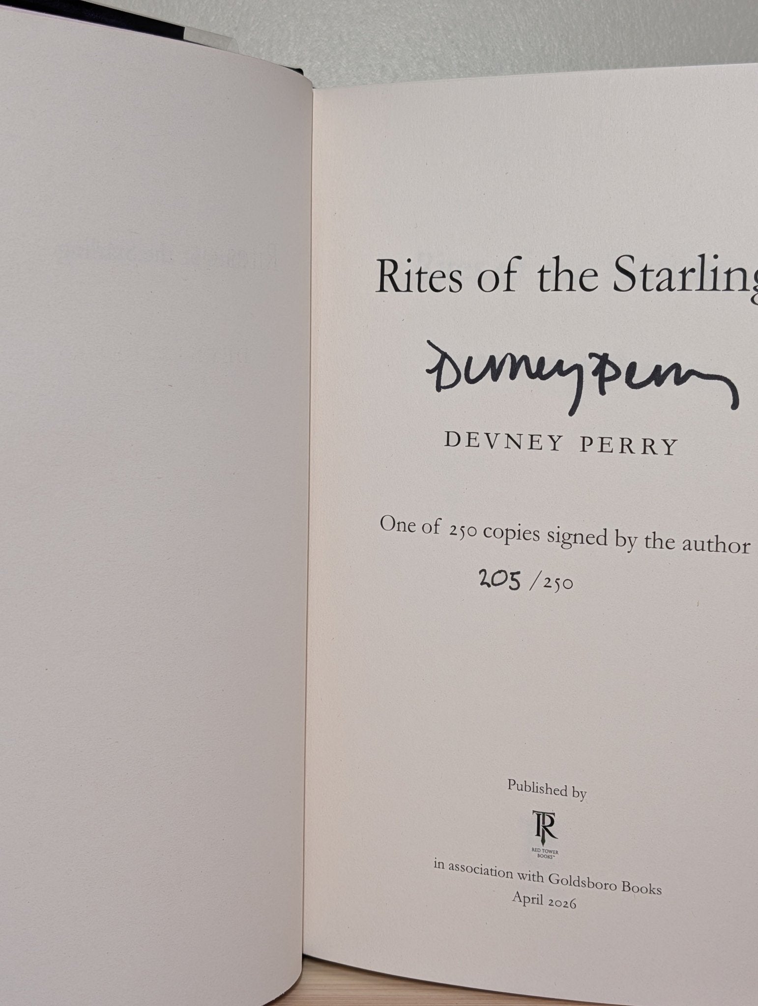 Rites of the Starling by Devney Perry (Signed Numbered First Edition) - Fialta Books