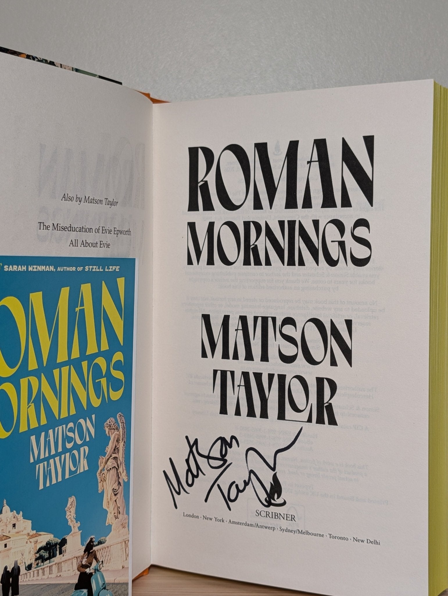 Roman Mornings by Matson Taylor (Signed First Edition with sprayed edges) - Fialta Books