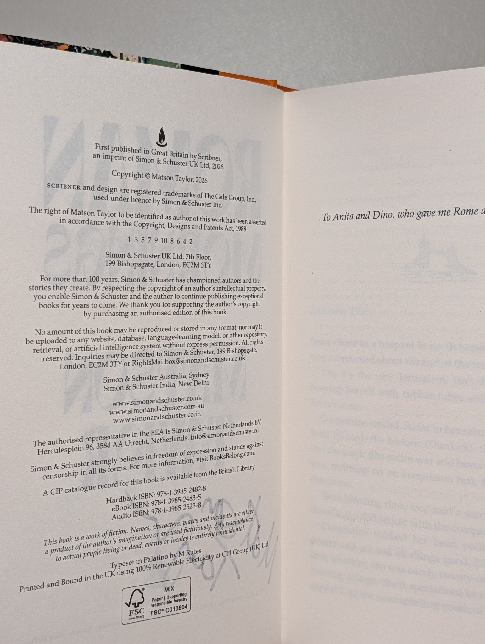 Roman Mornings by Matson Taylor (Signed First Edition with sprayed edges) - Fialta Books