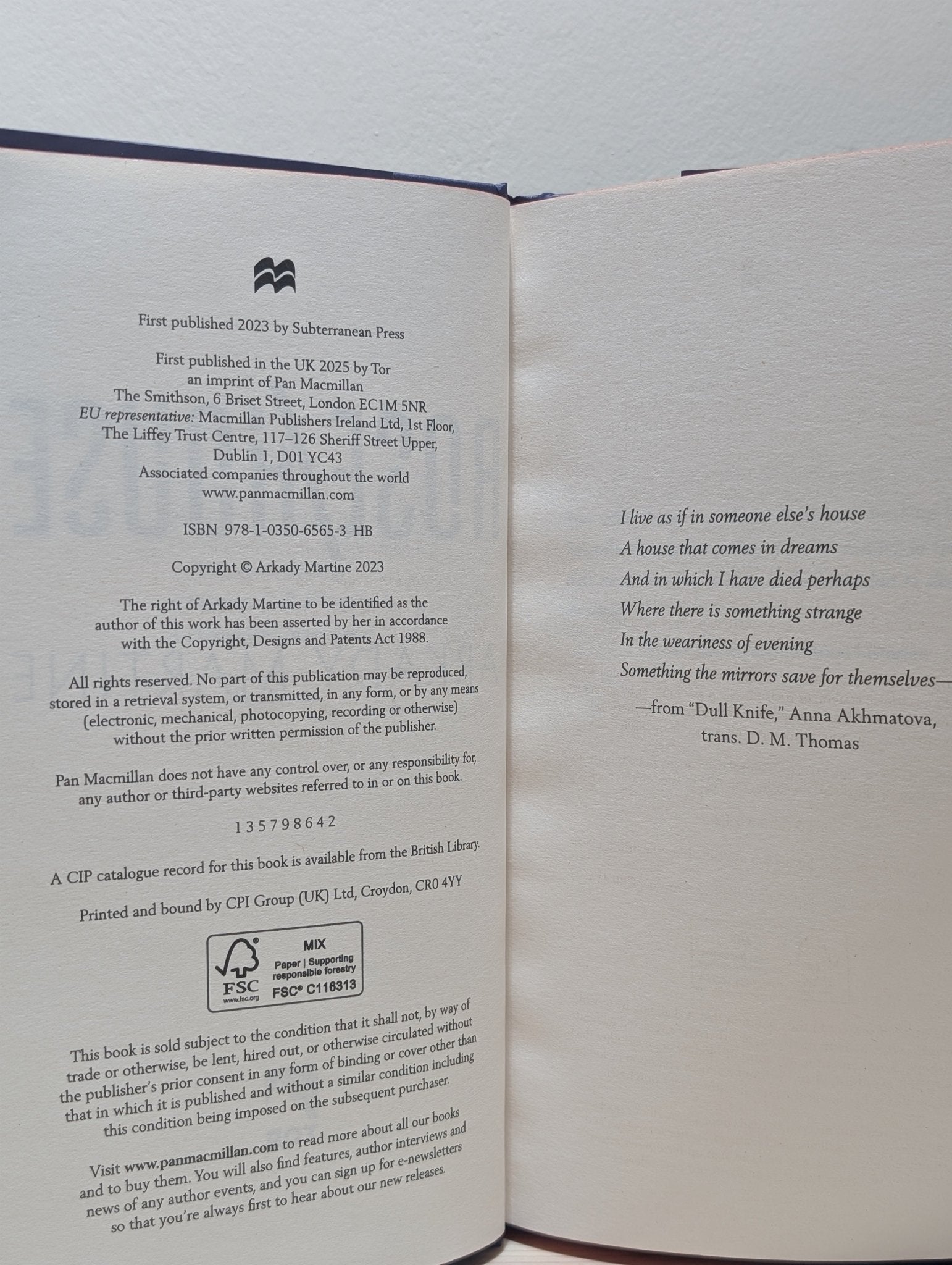 Rose / House by Arkady Martine (Signed First Edition with sprayed edges) - Fialta Books