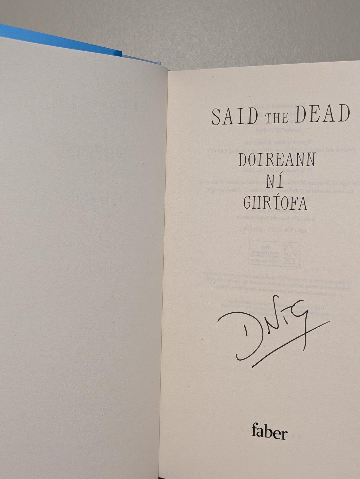 Said the Dead by Doireann Ni Ghriofa (Signed First Edition) - Fialta Books