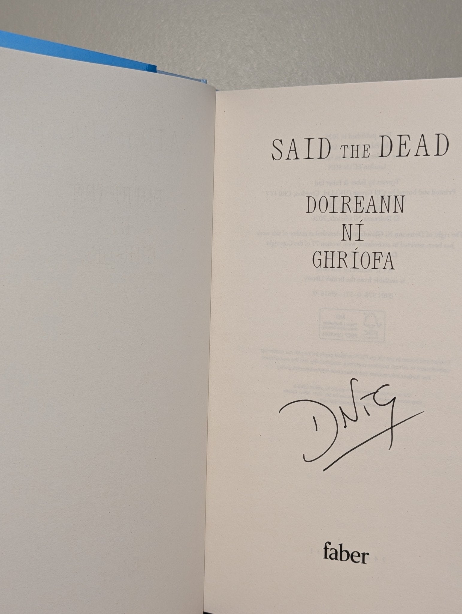 Said the Dead by Doireann Ni Ghriofa (Signed First Edition) - Fialta Books