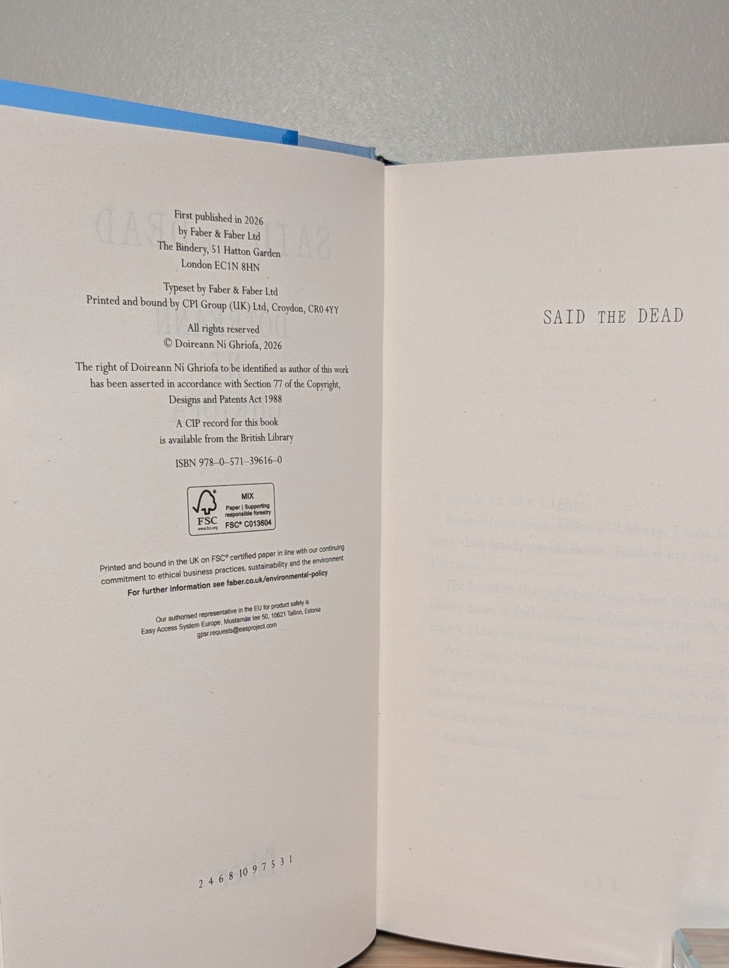 Said the Dead by Doireann Ni Ghriofa (Signed First Edition with sprayed edges) - Fialta Books