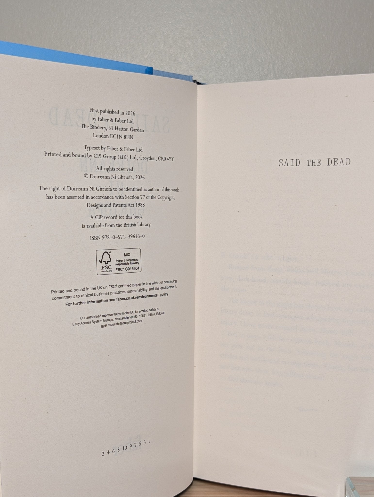 Said the Dead by Doireann Ni Ghriofa (Signed First Edition with sprayed edges) - Fialta Books