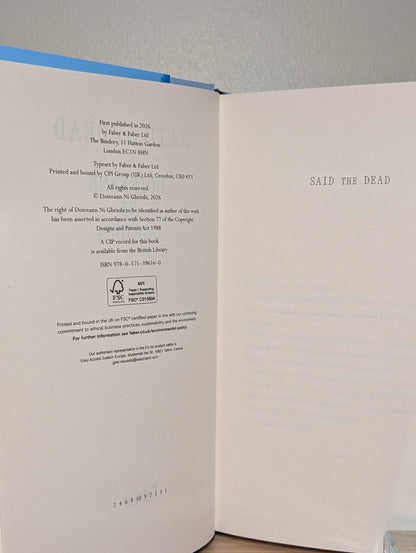 Said the Dead by Doireann Ni Ghriofa (Signed First Edition with sprayed edges) - Fialta Books