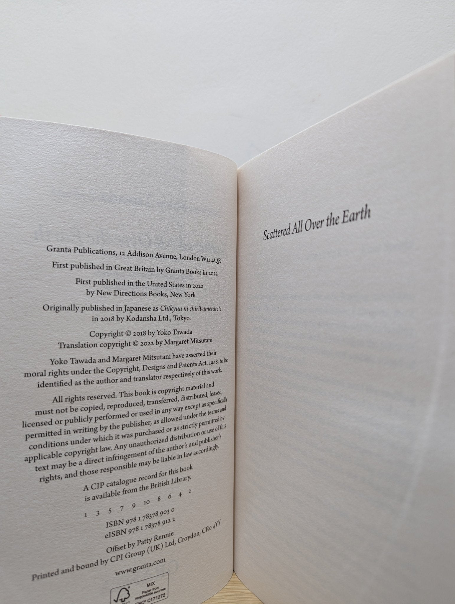 Scattered All Over the Earth by Yoko Tawada (Signed First Edition) - Fialta Books