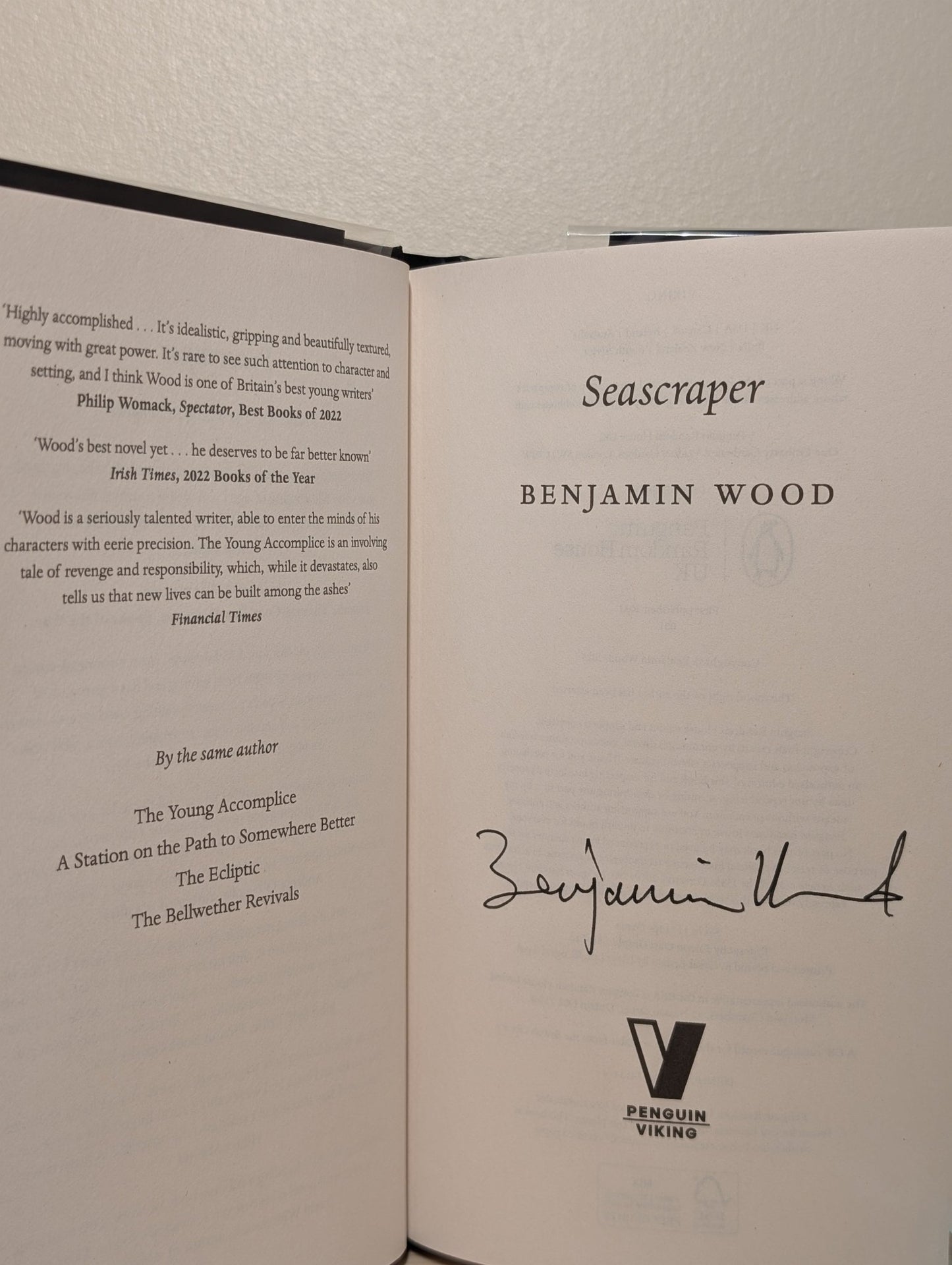 Seascraper by Benjamin Wood (Signed First Edition) - Fialta Books