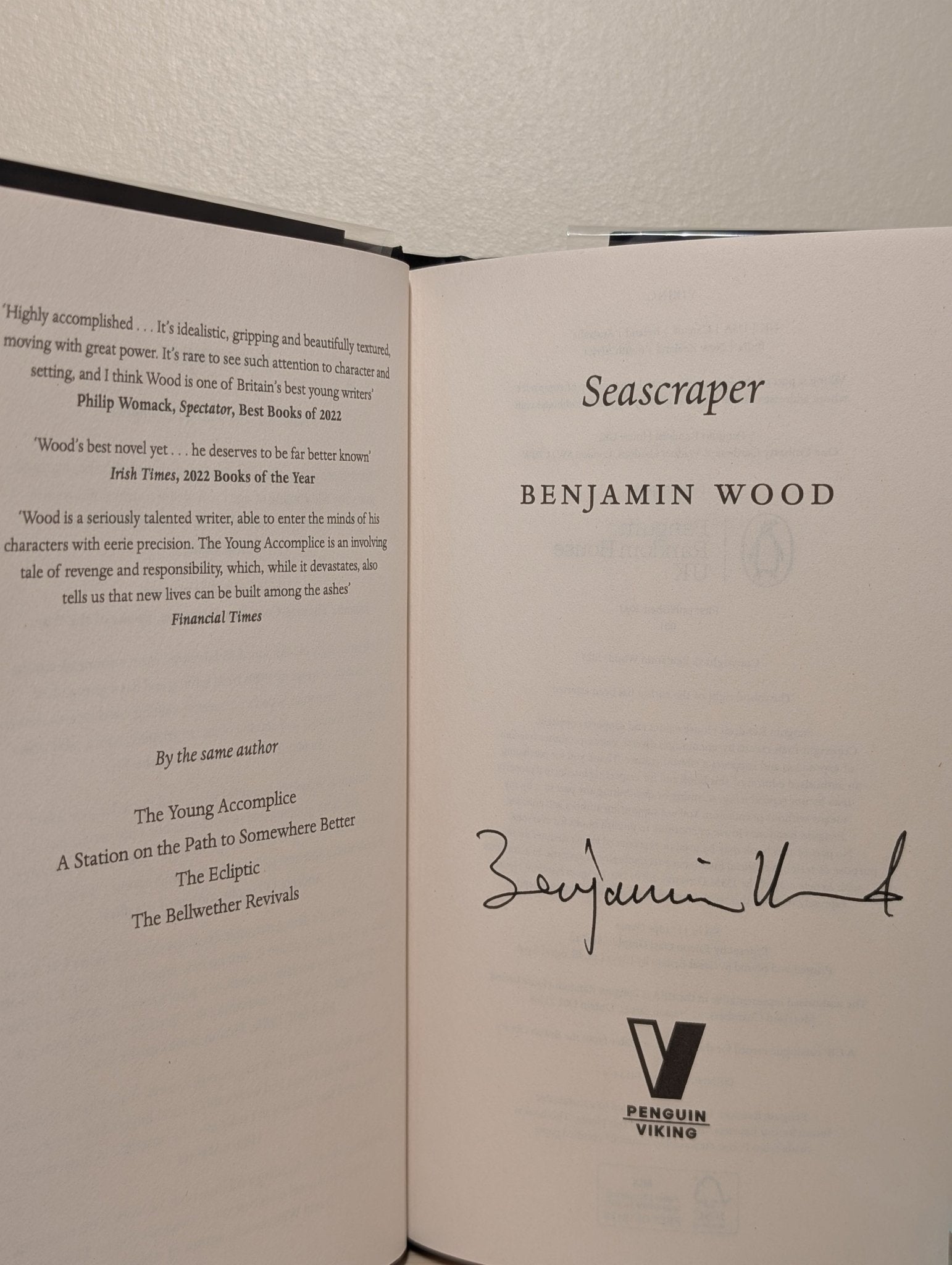 Seascraper by Benjamin Wood (Signed First Edition) - Fialta Books