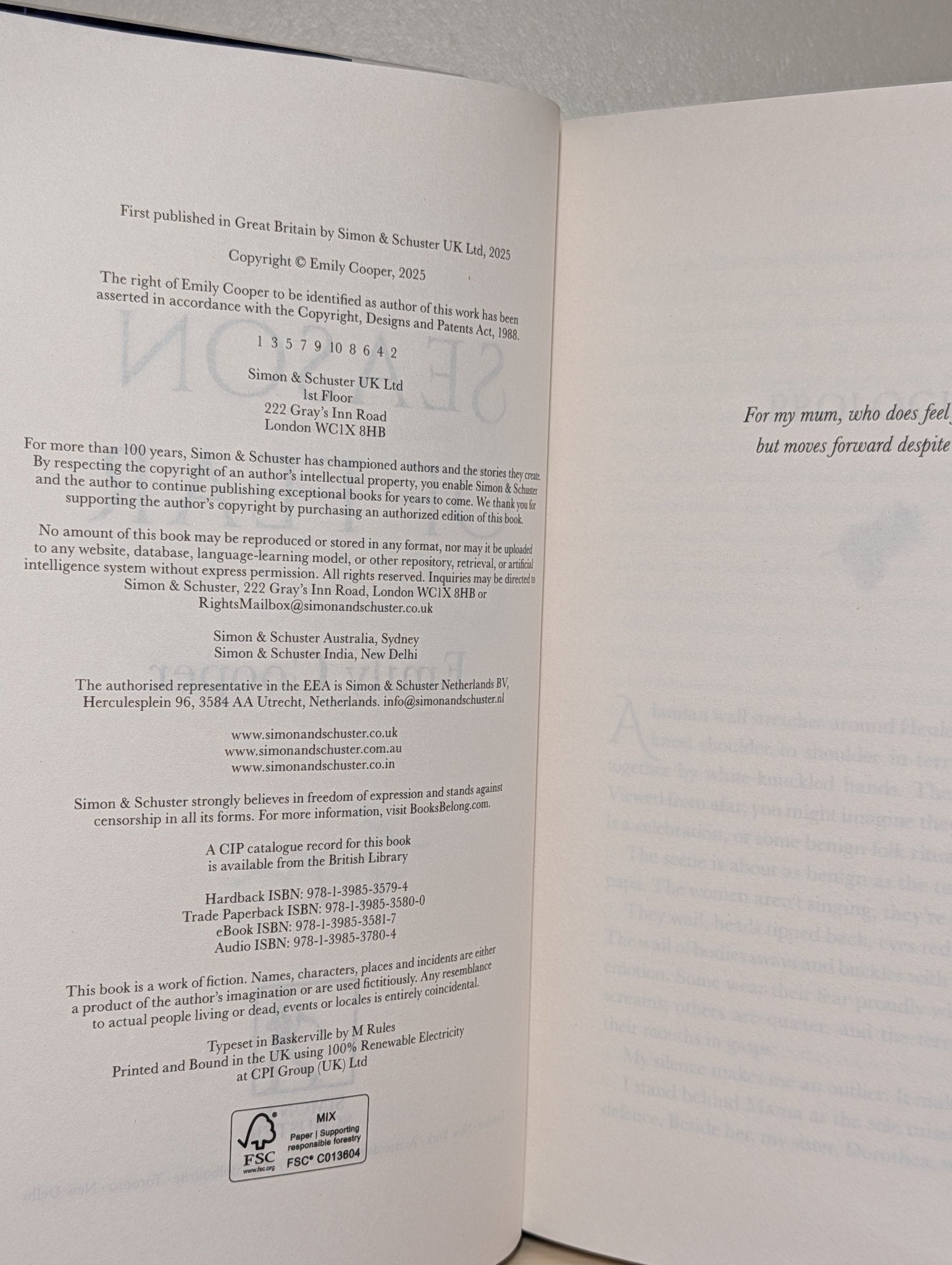 Season of Fear by Emily Cooper (Signed Numbered First Edition with sprayed edges) - Fialta Books