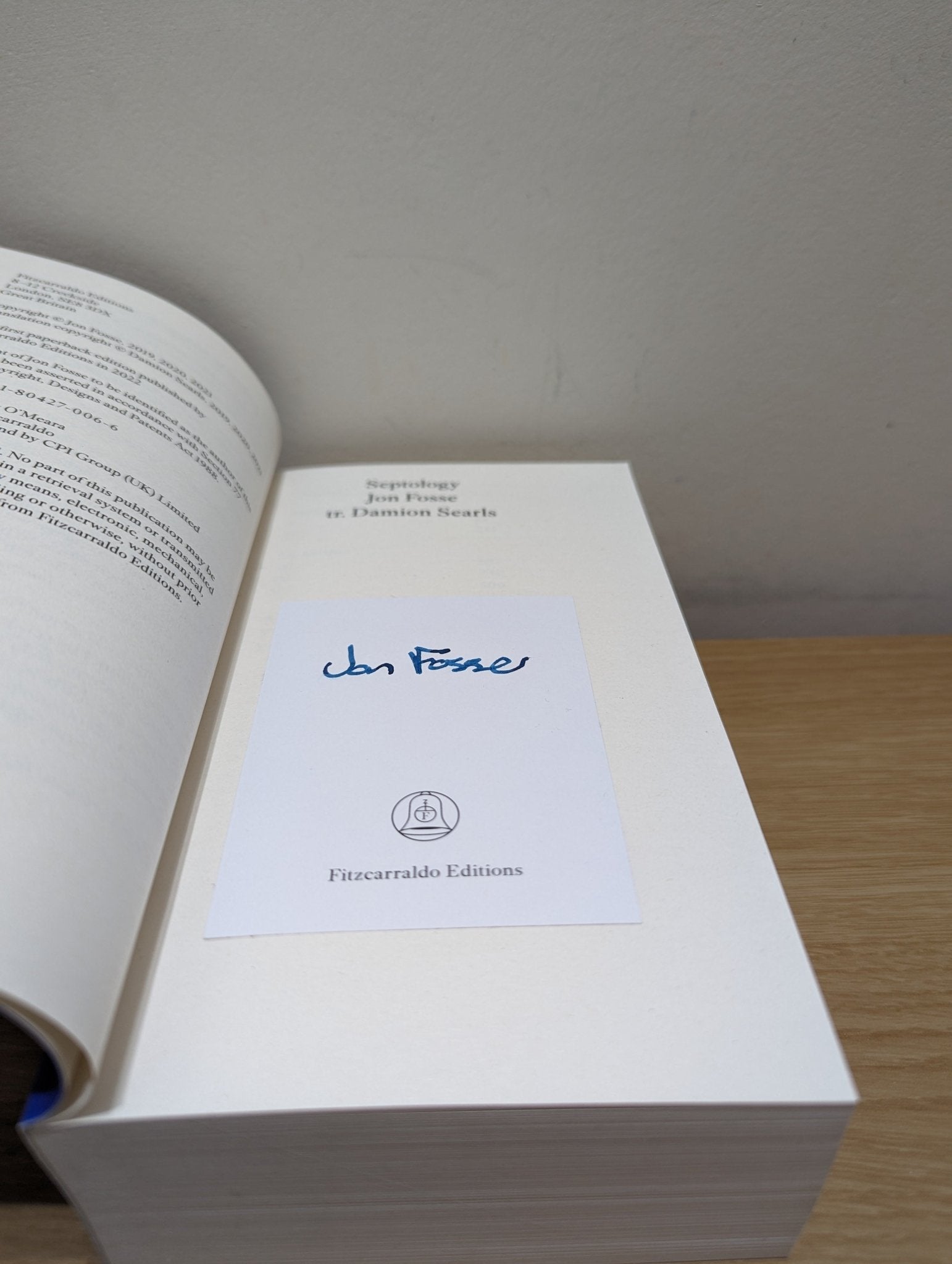 Septology, I - VII by Jon Fosse (Signed Paperback Edition) - Fialta Books