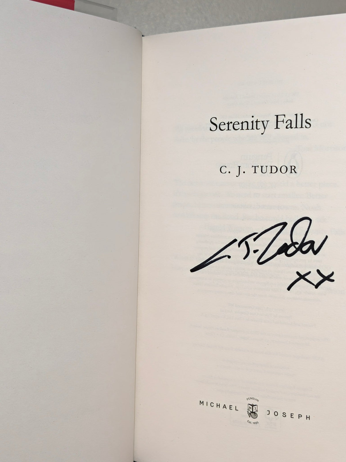 Serenity Falls by C. J. Tudor (Signed First Edition) - Fialta Books