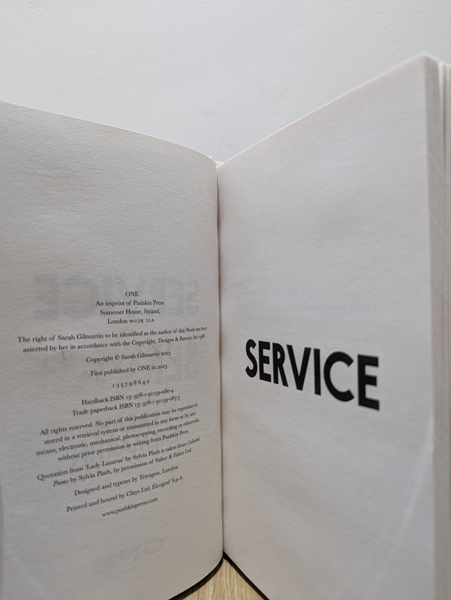 Service by Sarah Gilmartin (Signed First Edition) - Fialta Books