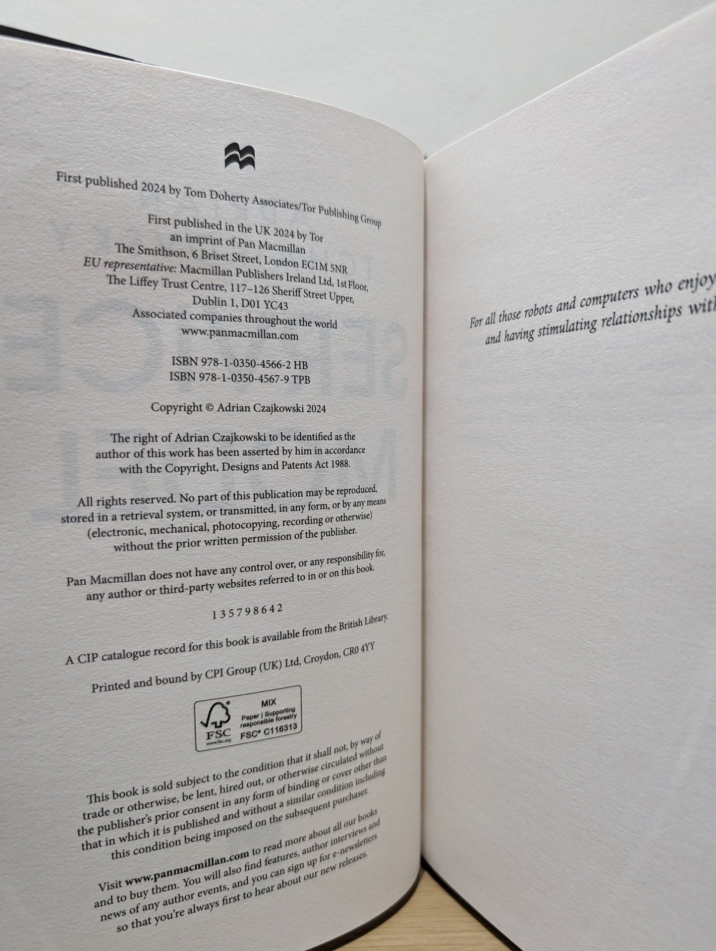 Service Model by Adrian Tchaikovsky (Signed First Edition) - Fialta Books