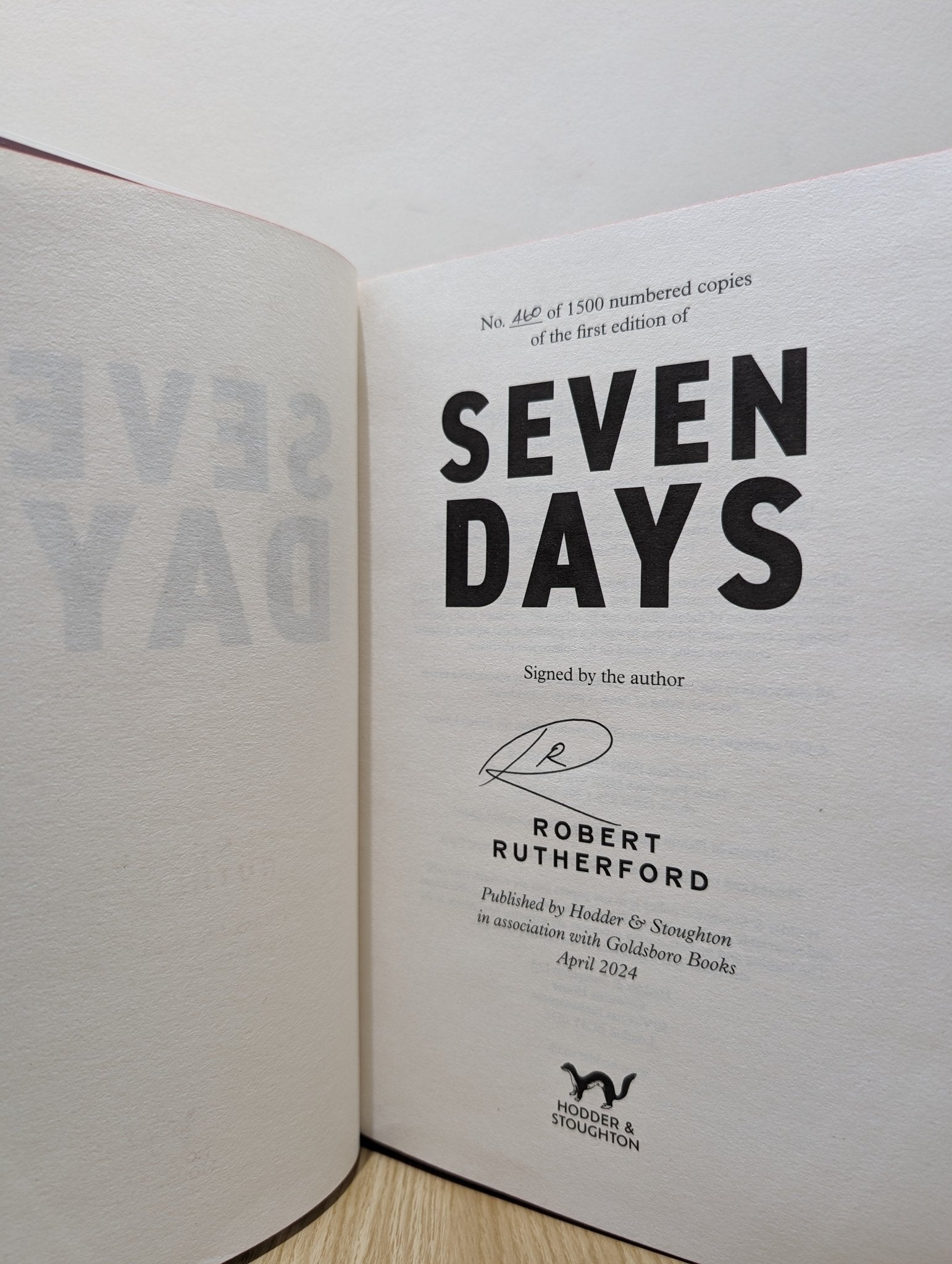 Seven Days by Robert Rutherford (Signed Numbered First Edition with sprayed edges) - Fialta Books