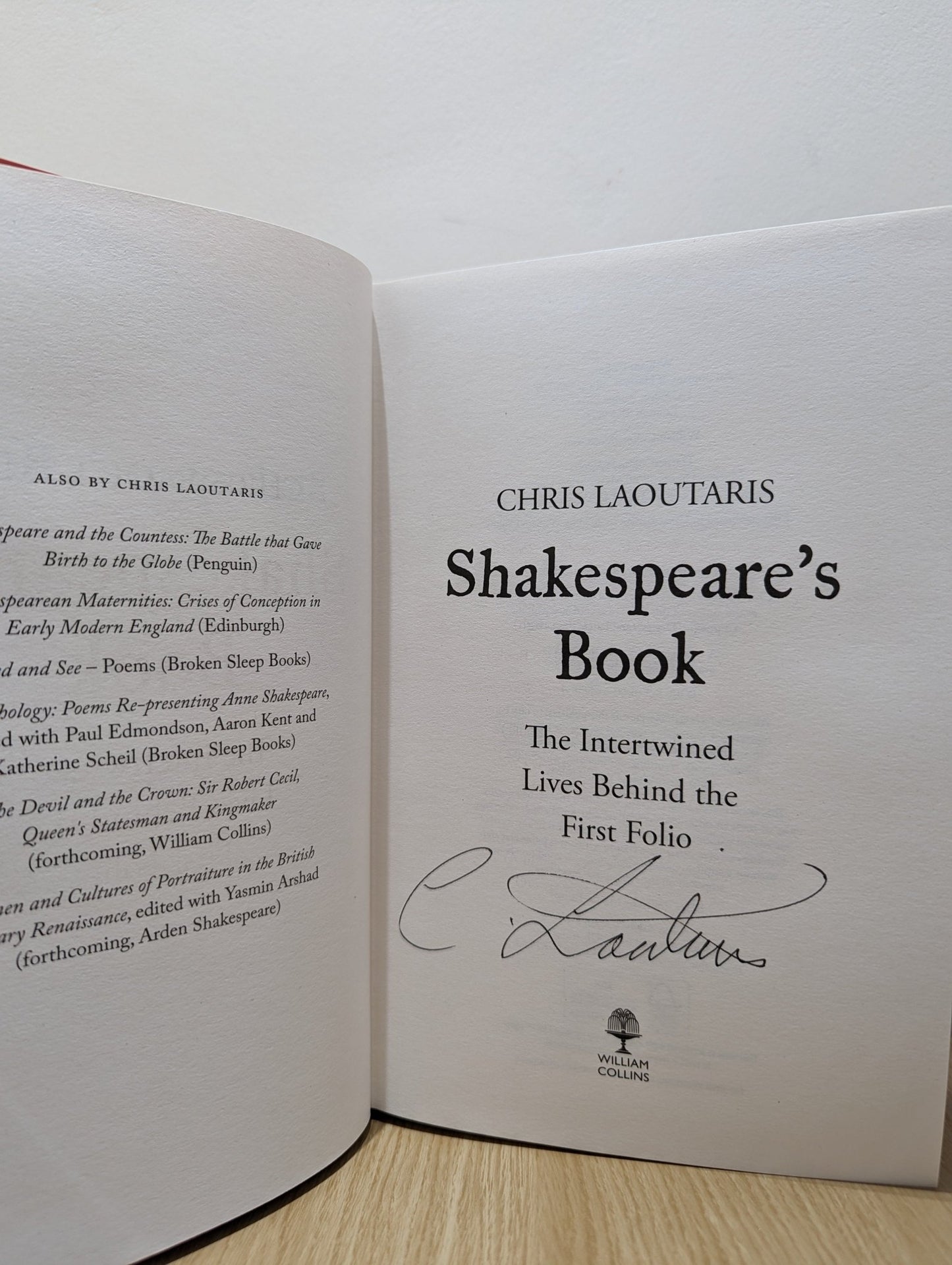 Shakespeare's Book by Chris Laoutaris (Signed First Edition) - Fialta Books