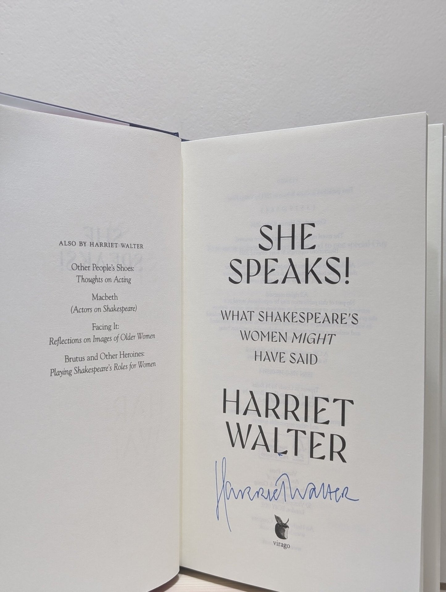 She Speaks! by Harriet Walter (Signed First Edition) - Fialta Books