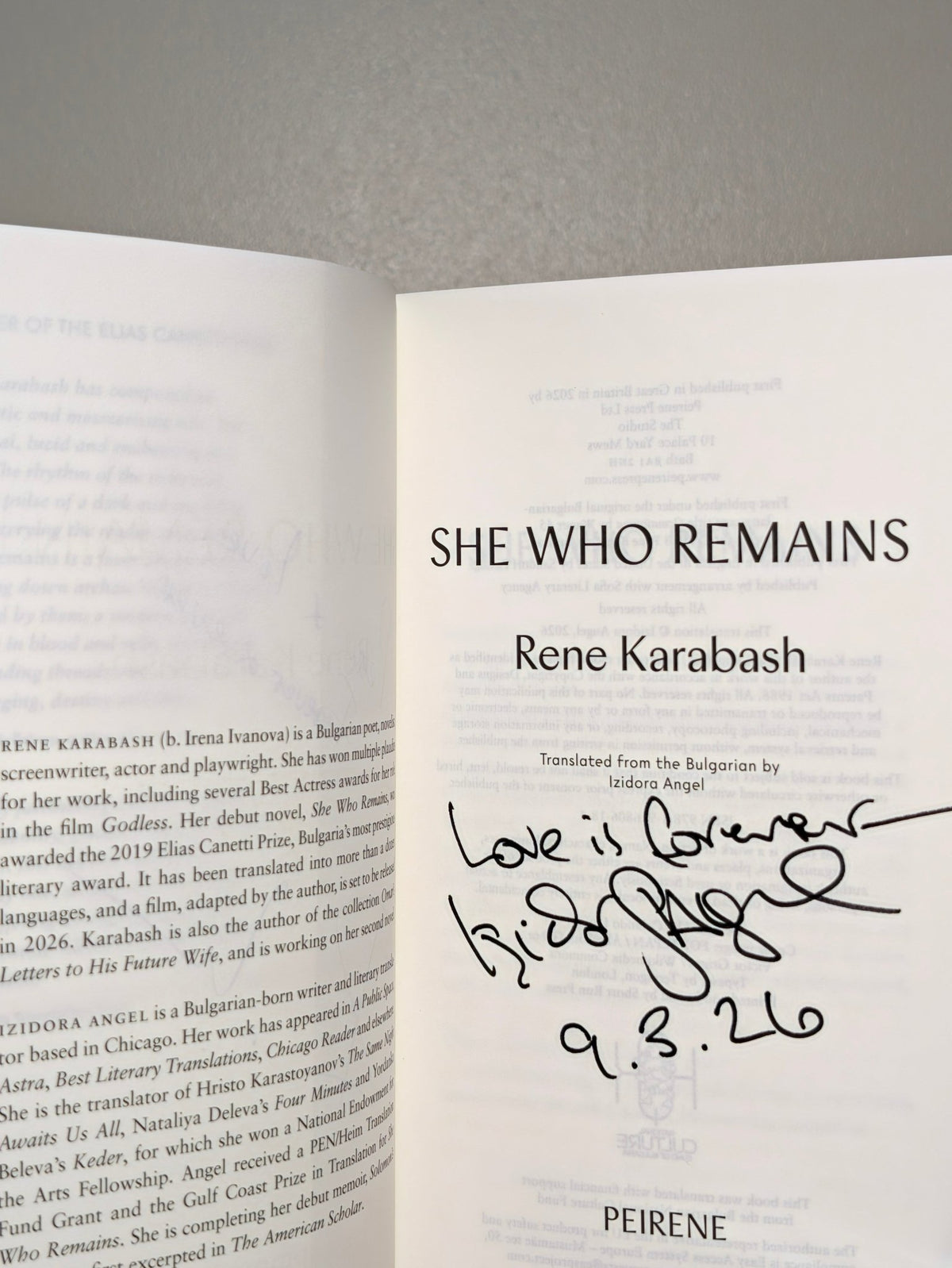 She Who Remains by Rene Karabash (Double Signed Lined First Edition) - Fialta Books