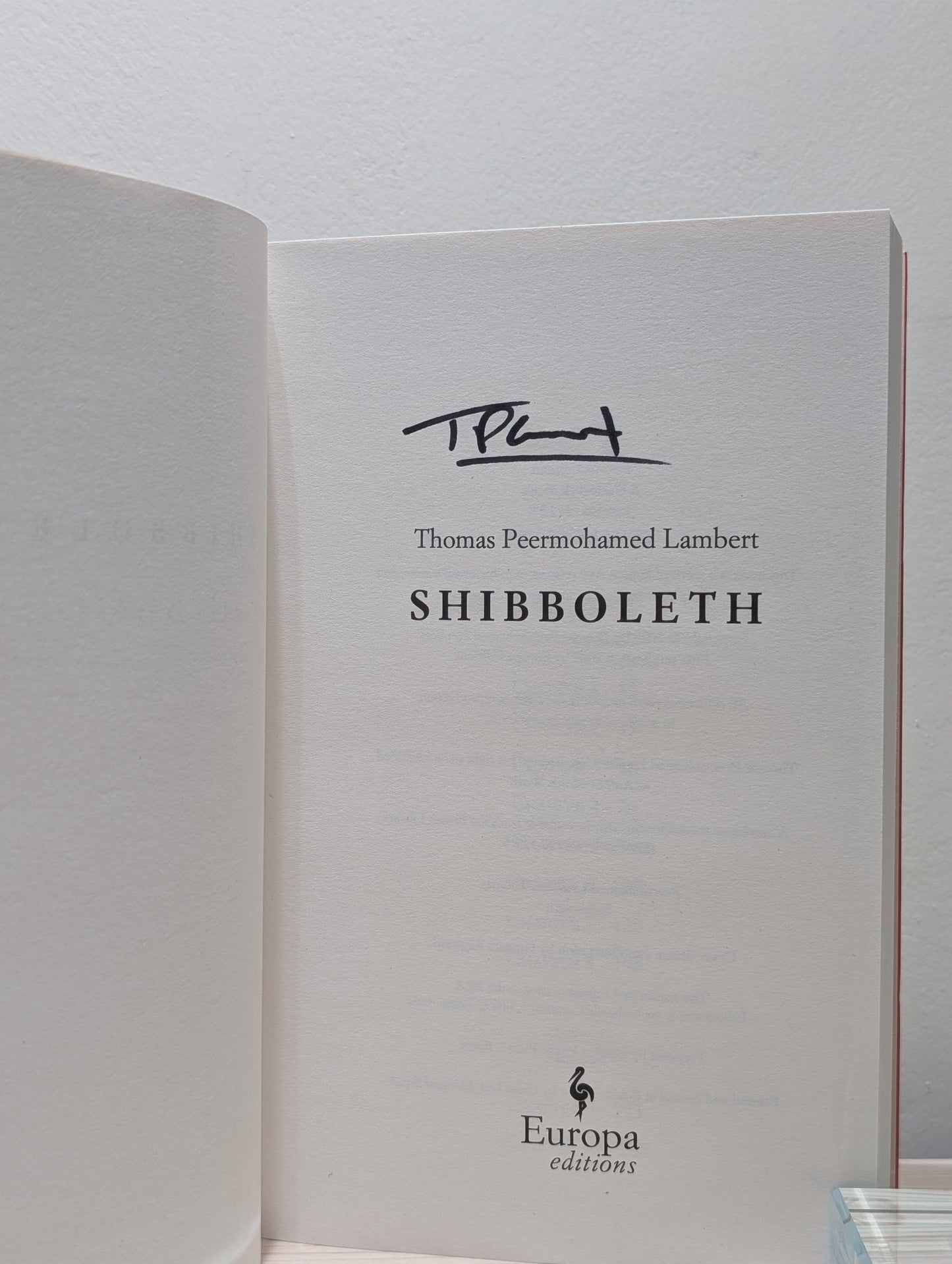 Shibboleth by Thomas Peermohamed Lambert (Signed First Edition) - Fialta Books