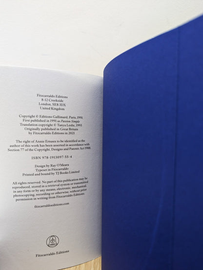 Simple Passion by Annie Ernaux (Signed First Edition) - Fialta Books