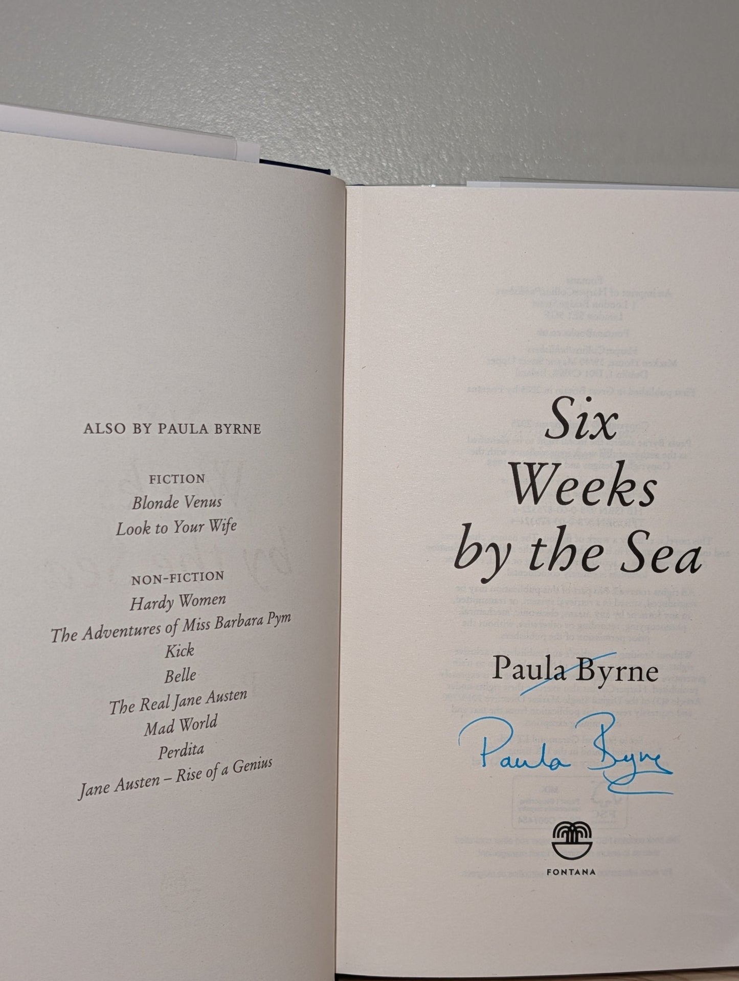 Six Weeks by the Sea by Paula Byrne (Signed First Edition) - Fialta Books