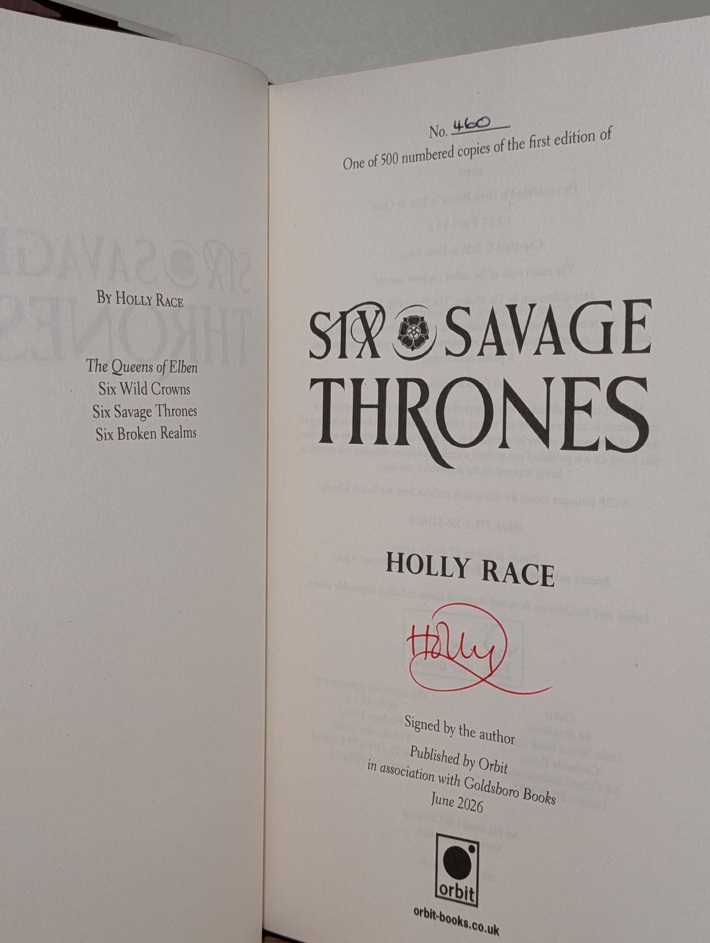Six Wild Crowns; Six Savage Thrones by Holly Race (Signed Numbered Set with sprayed edges) - Fialta Books