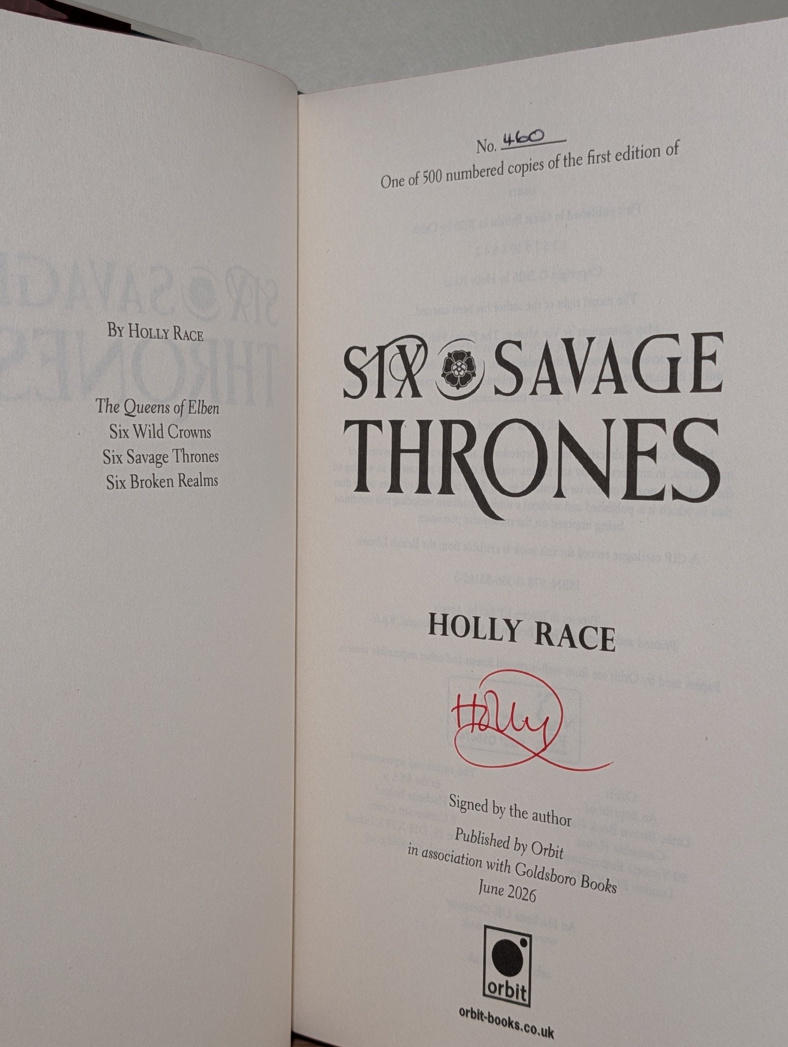 Six Wild Crowns; Six Savage Thrones by Holly Race (Signed Numbered Set with sprayed edges) - Fialta Books