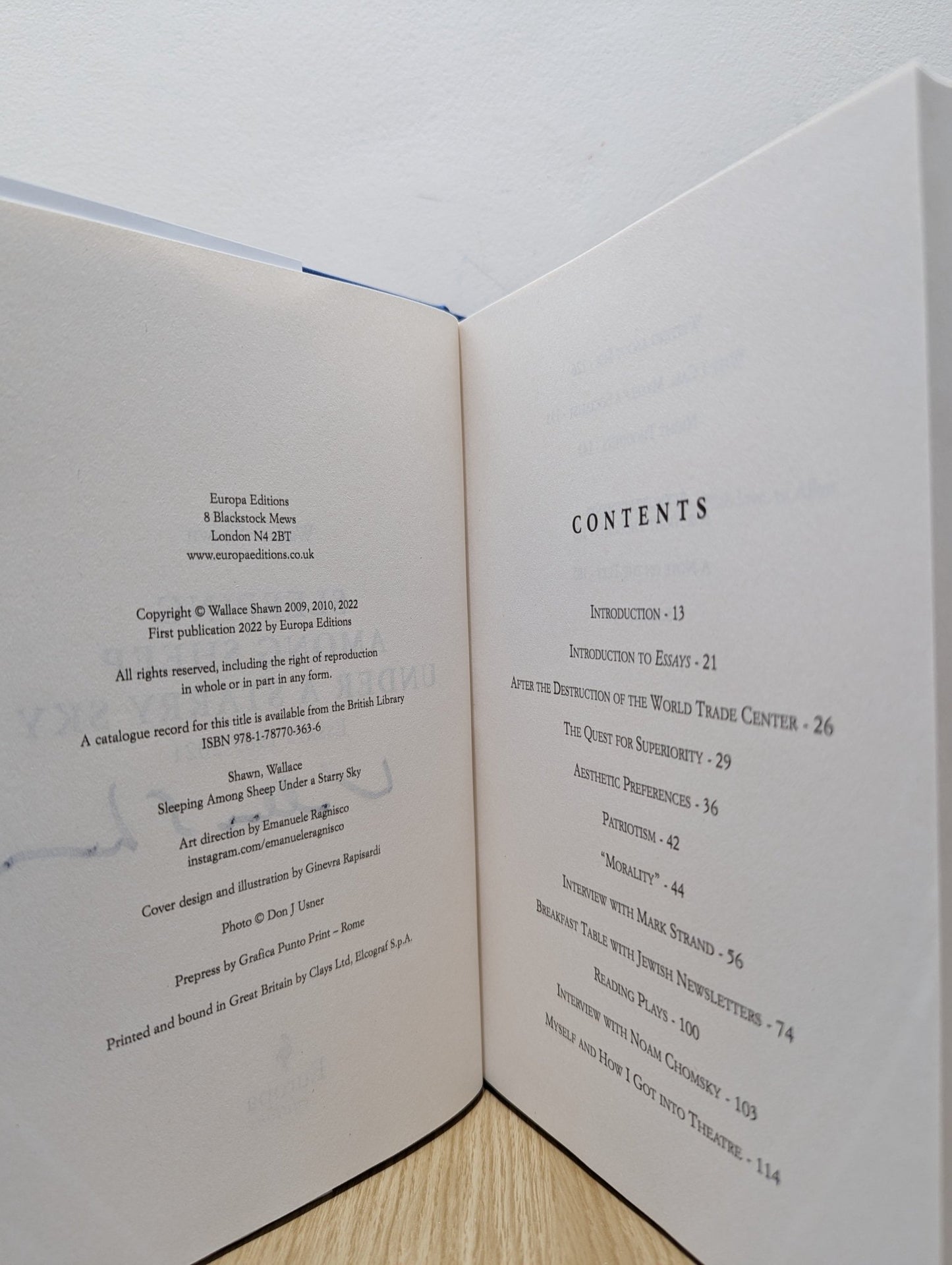 Sleeping Among Sheep Under a Starry Sky: Essays 1985 - 2021 by Wallace Shawn (Signed First Edition) - Fialta Books